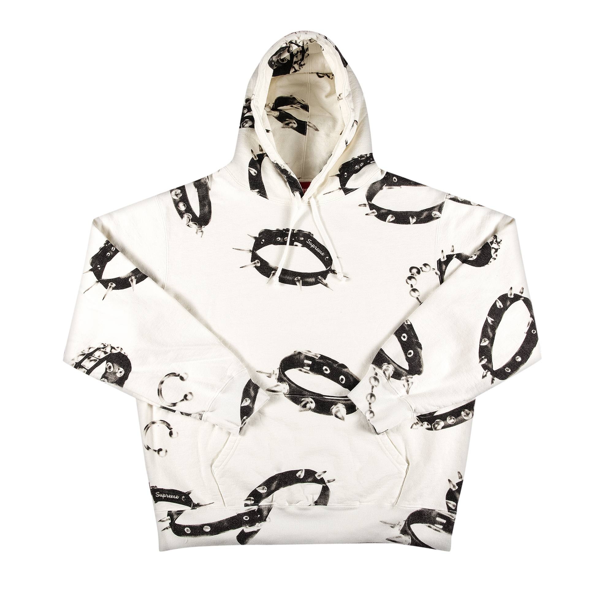 Supreme Studded Collars Hooded Sweatshirt 'White' - 1