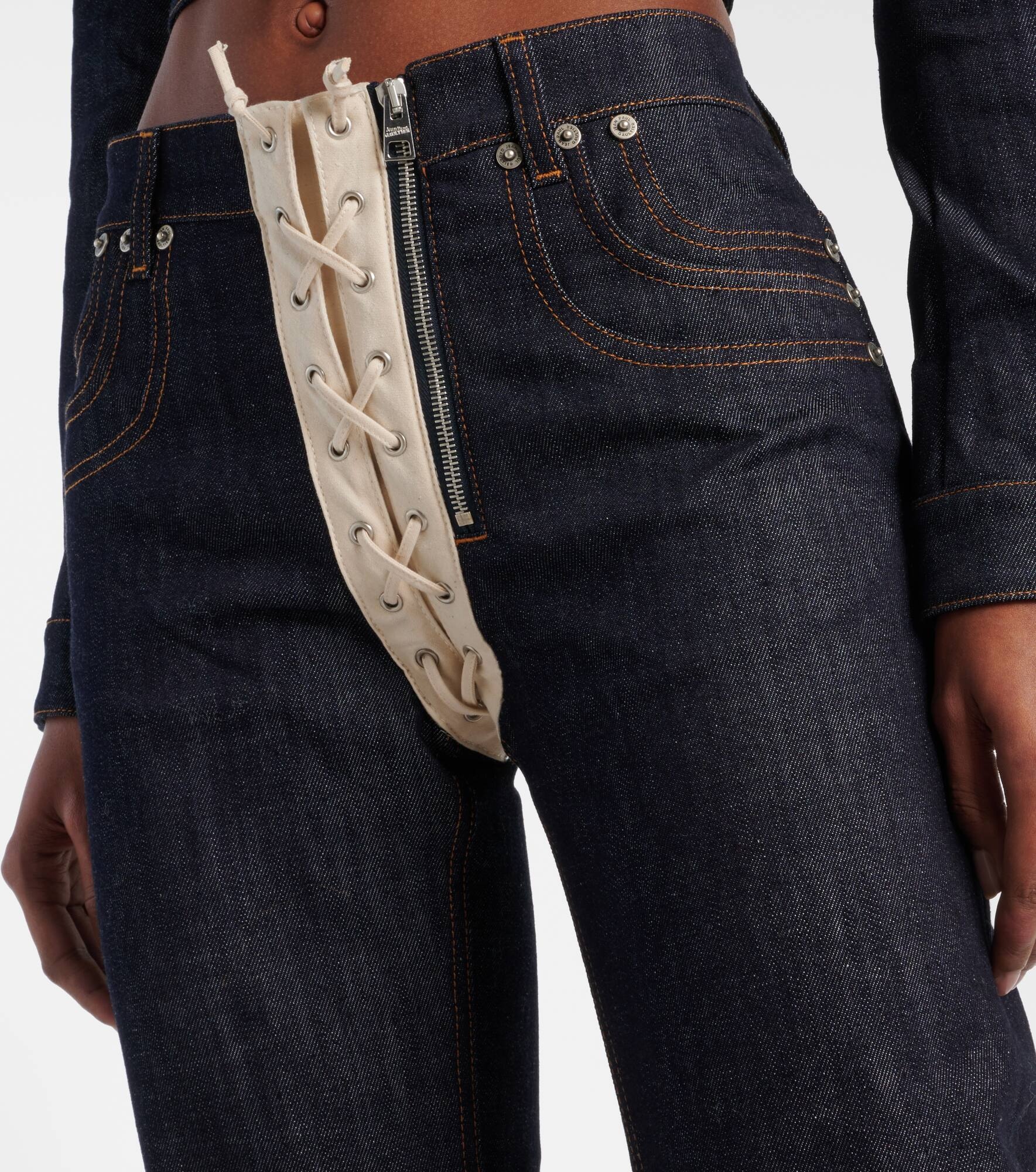 Lace-up high-rise straight jeans - 6