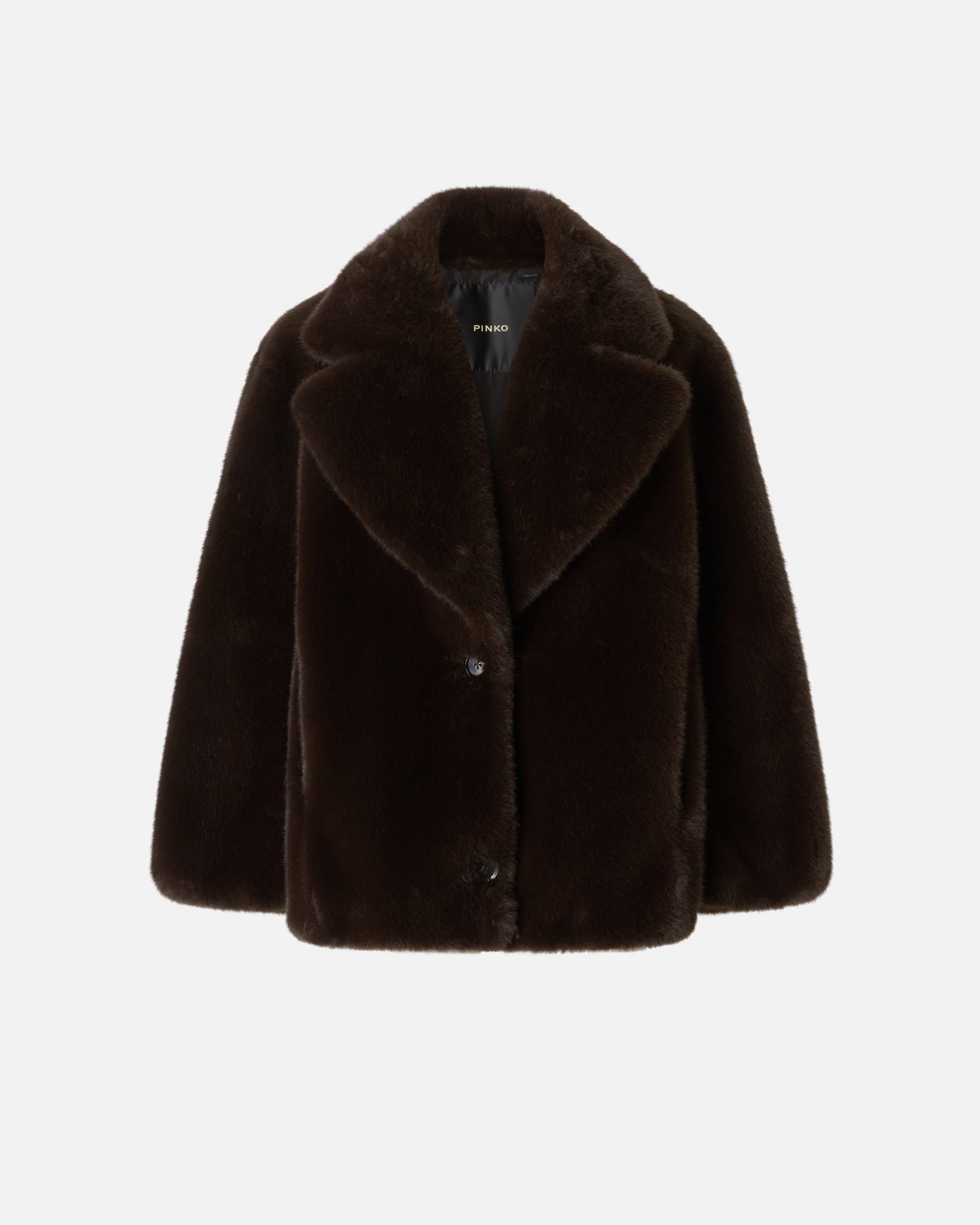 SHORT FAUX FUR PEA COAT - 1