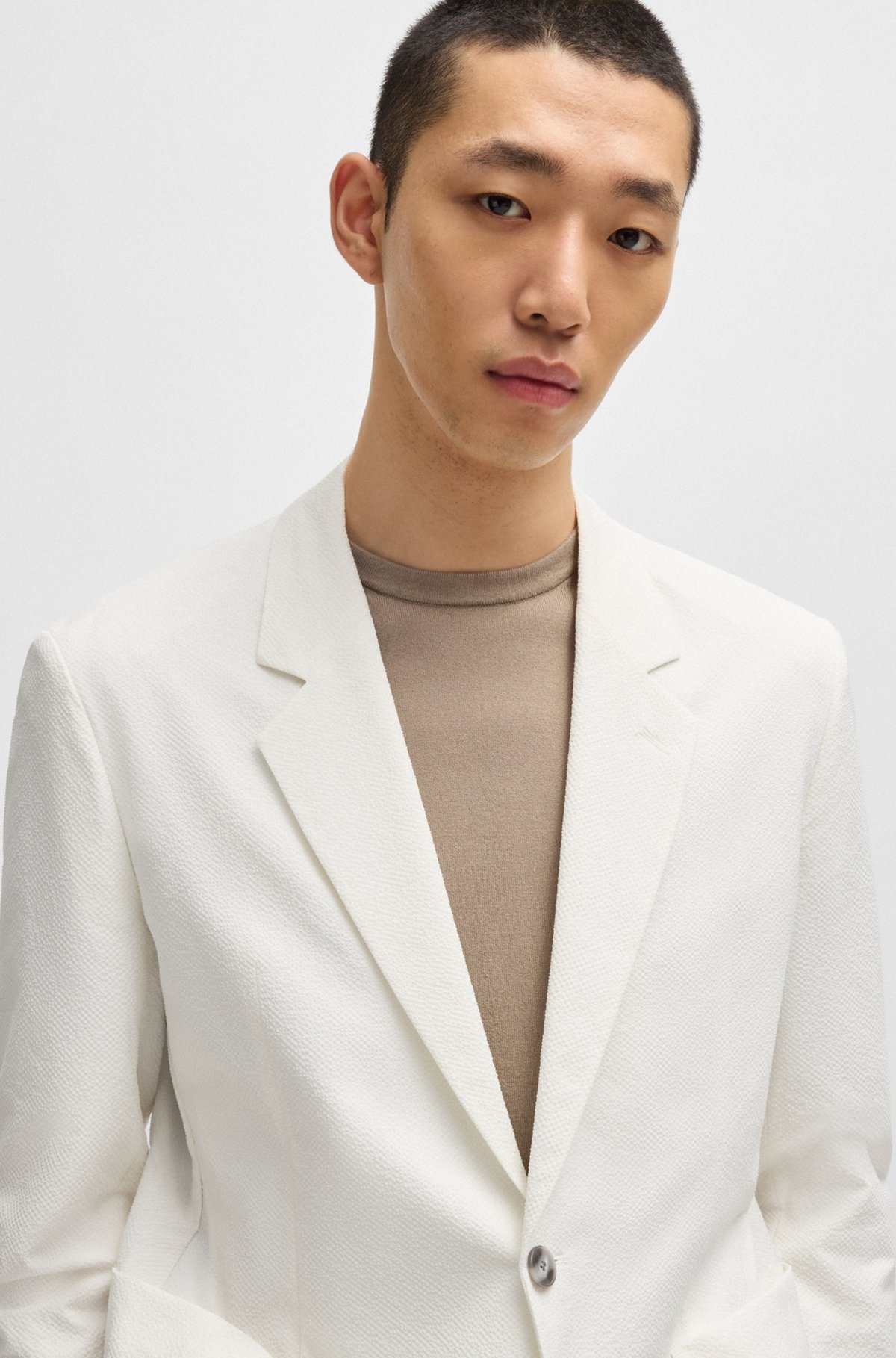 SLIM-FIT JACKET IN SEERSUCKER FABRIC - 5