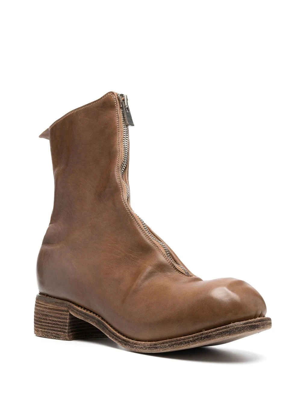 front-zip round-toe boots - 2