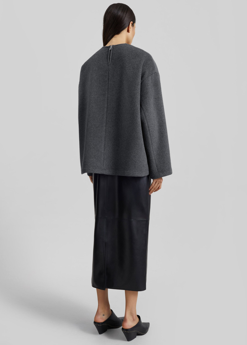 Delancey Long Sleeve Wool Top - Dark Grey Melange 11