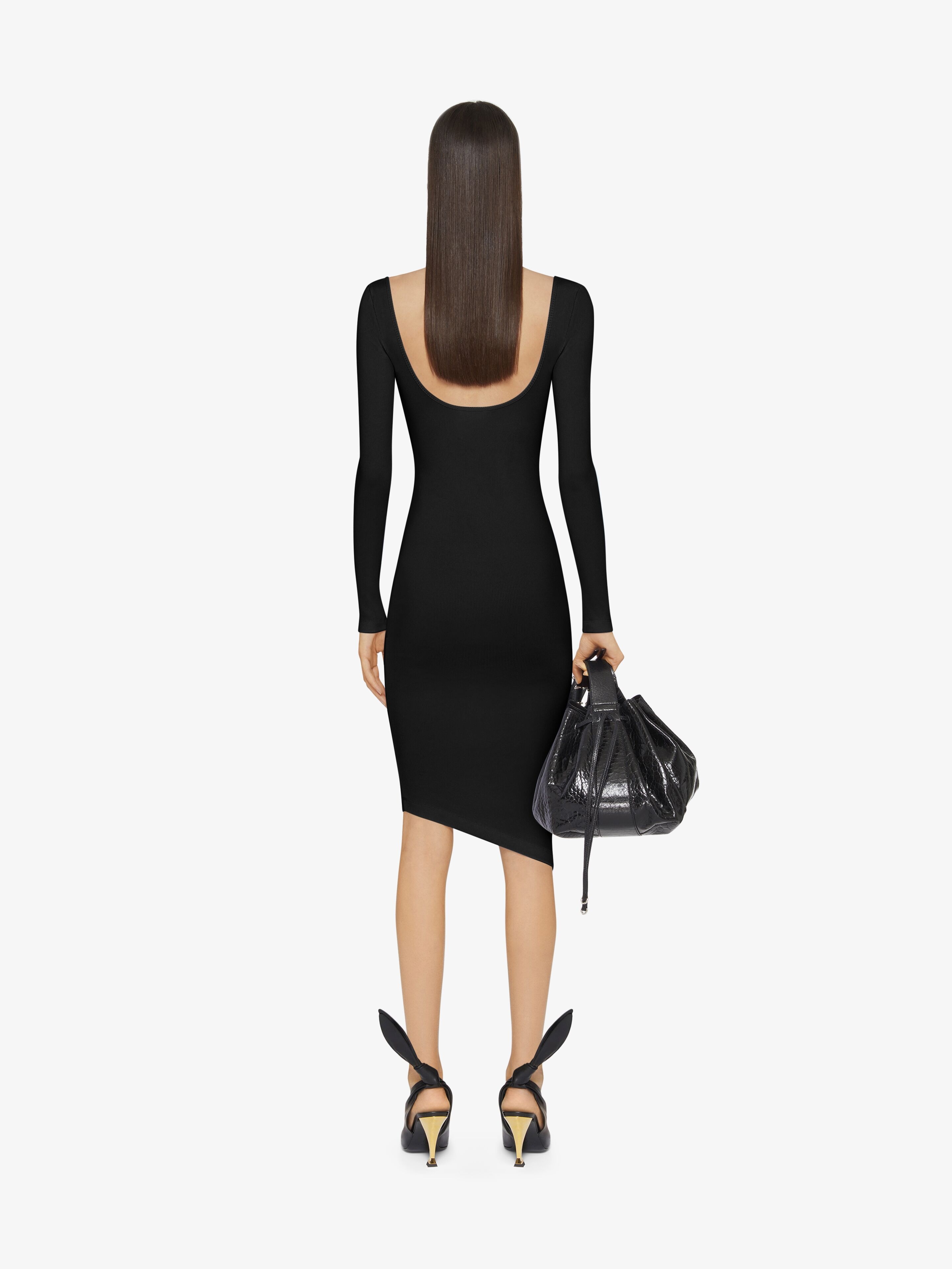 ASYMMETRIC DRESS IN KNIT WITH 4G LIQUID DETAIL - 4