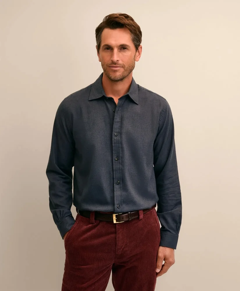 Cotton-Brushed Wool Sport Shirt - 1