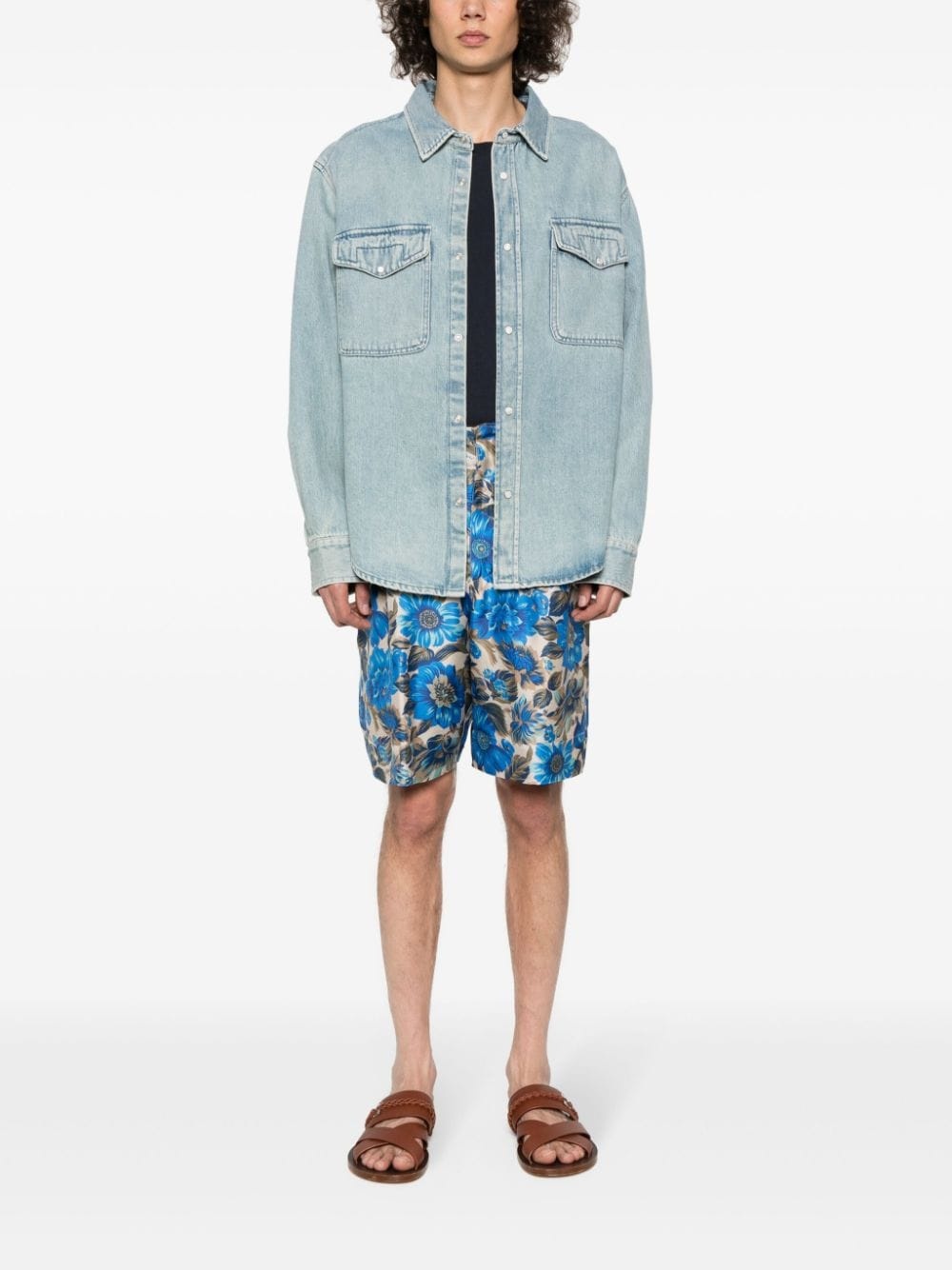 floral-print silk shorts - 2