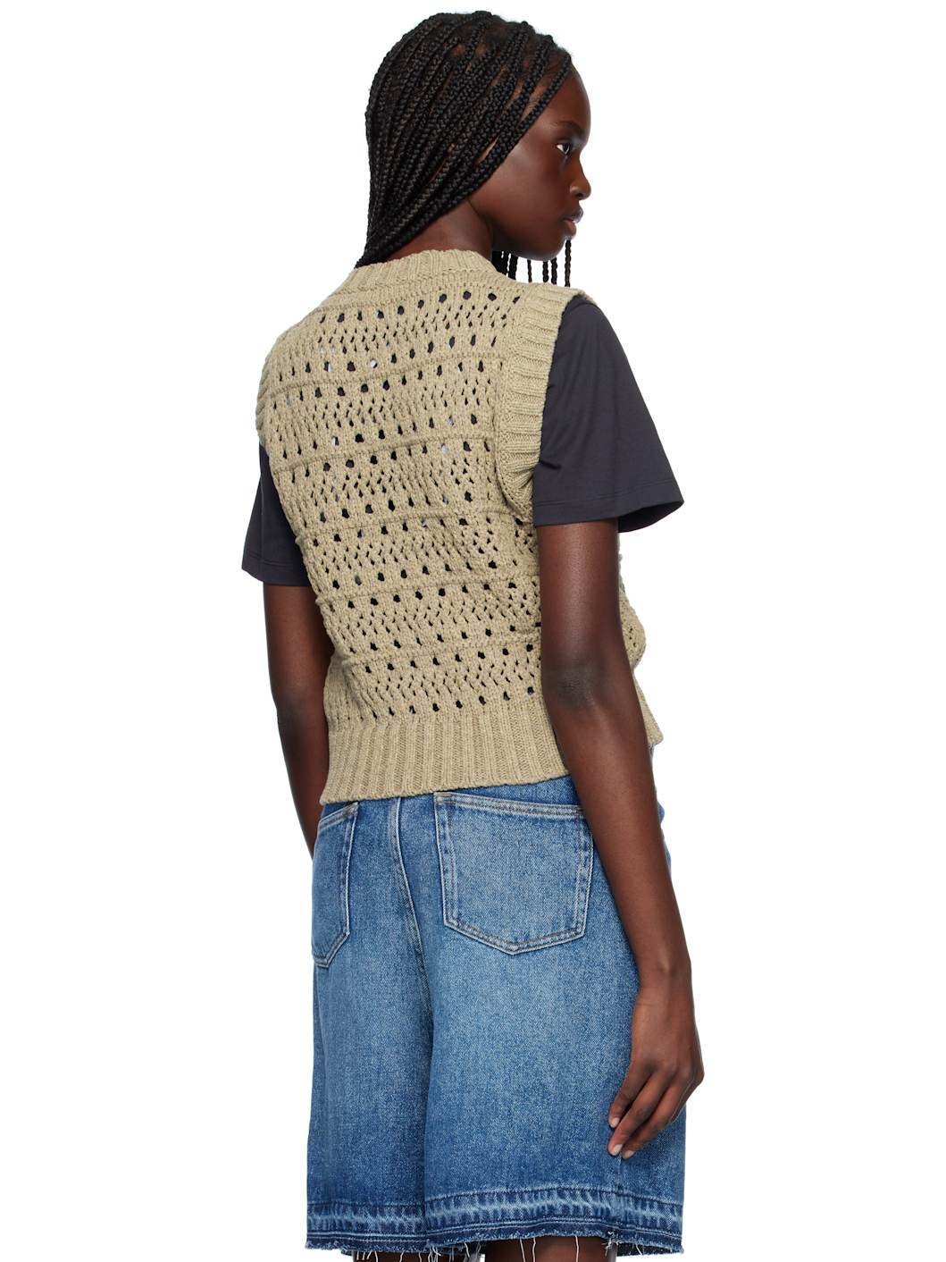Taupe Cotton Mix Vest - 3