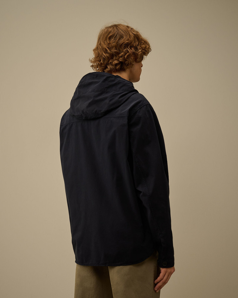 Organic Gabardine Hooded Zipped Overshirt 4