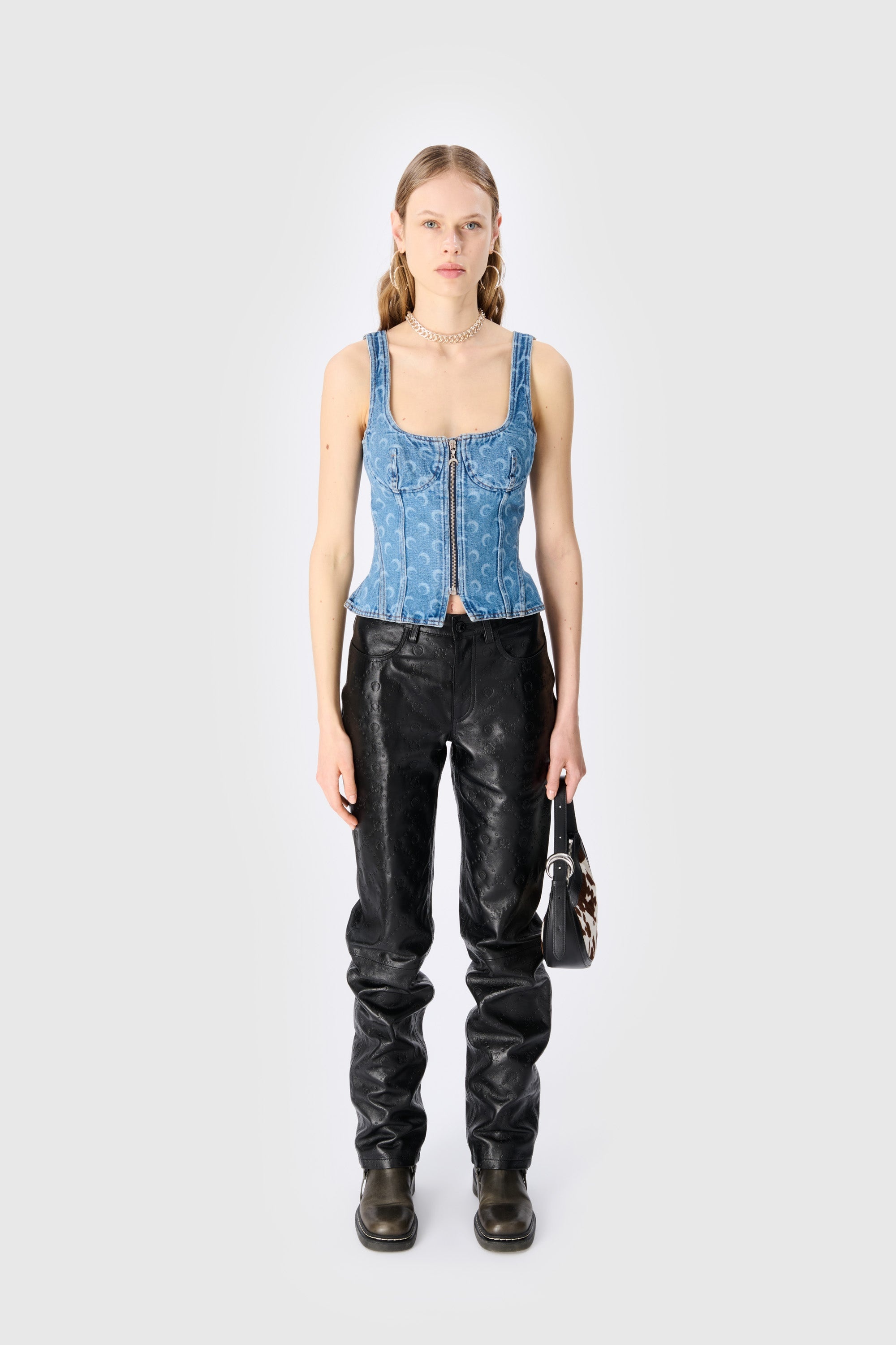 Moon Laser Denim Bustier Top - 6