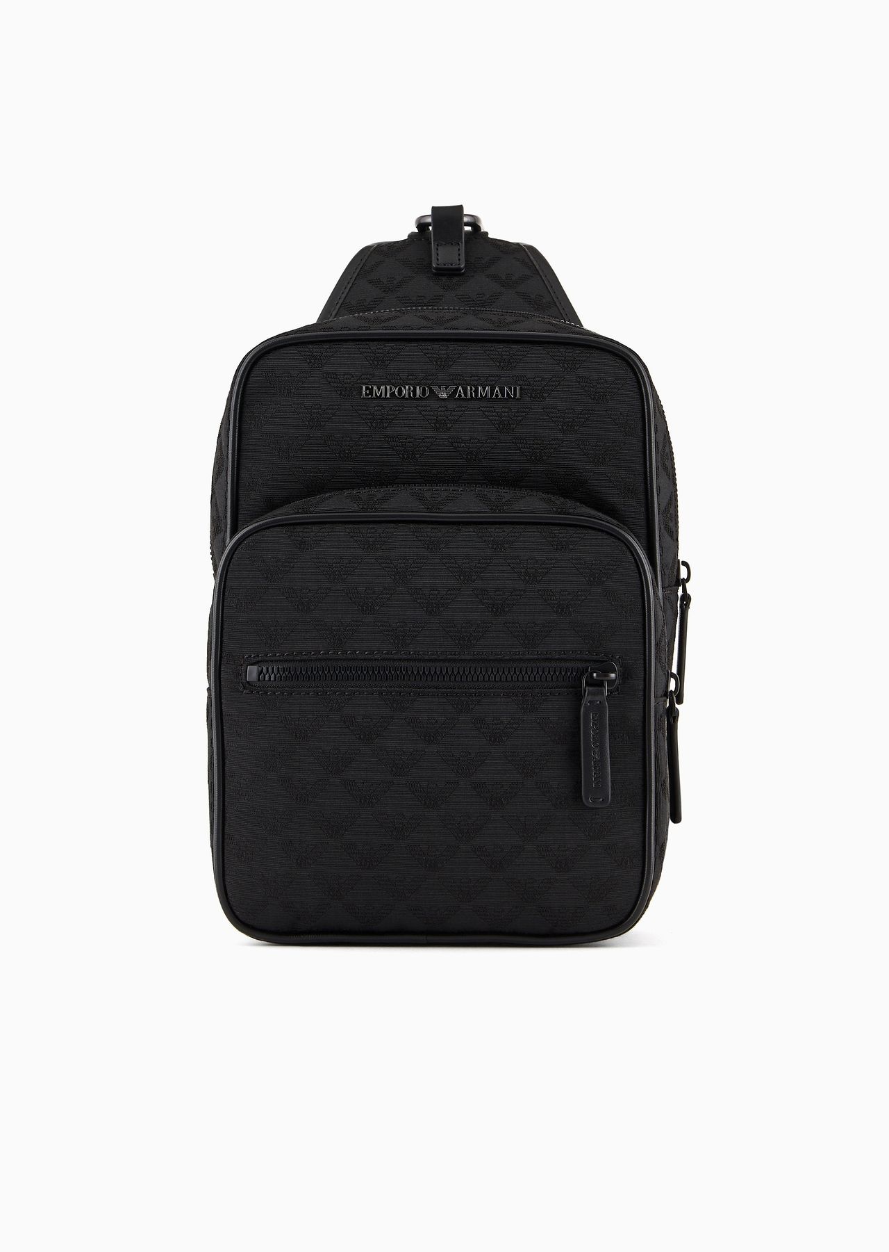 Nylon one-shoulder backpack with all-over jacquard eagle - 1