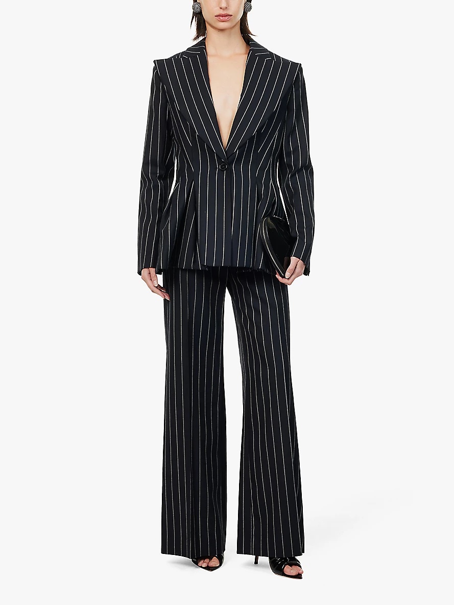 Pinstripe pleated regular-fit wool blazer - 2