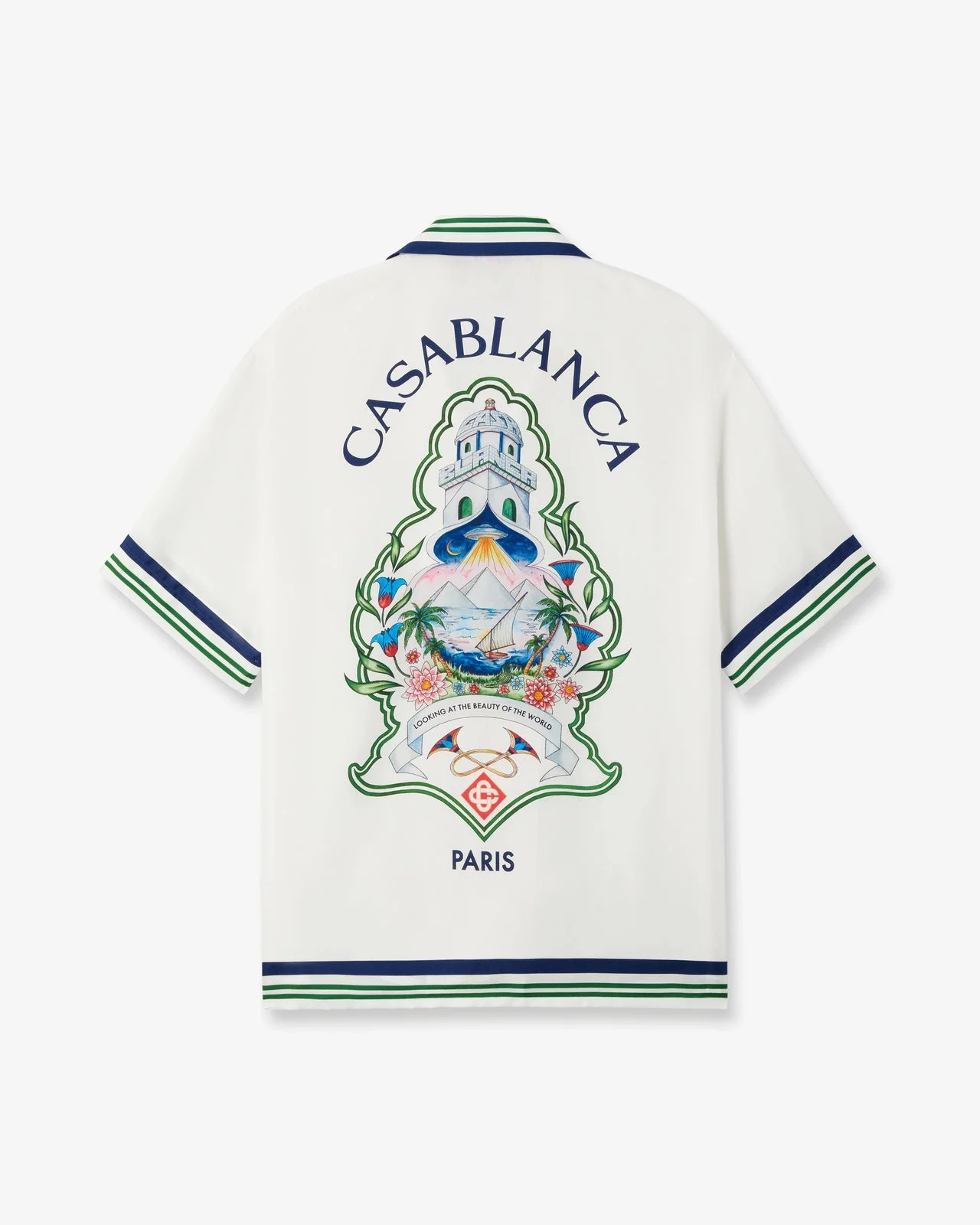 White Hotel Emblem Short Sleeve Silk Shirt | Casablanca Paris - 1