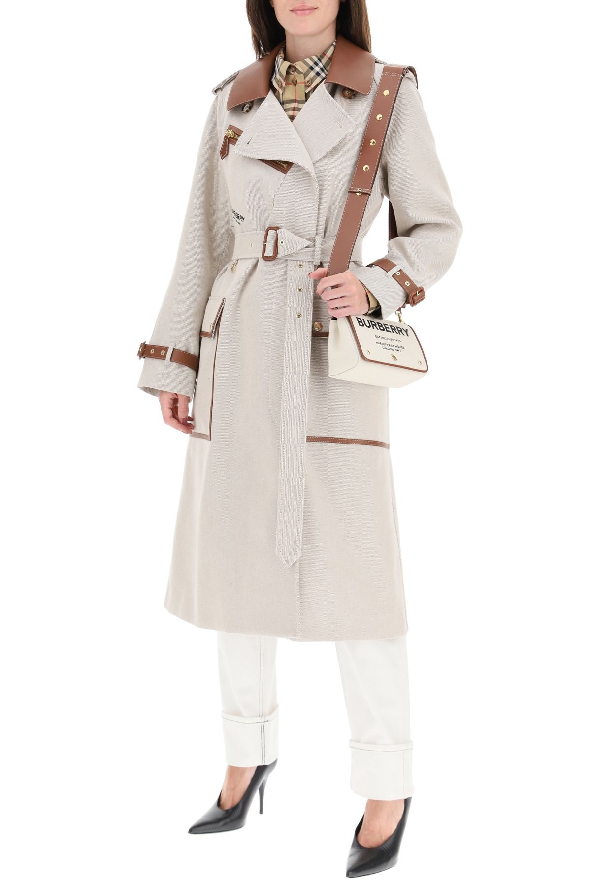 DOCKRAY TRENCH COAT WITH LEATHER FINISHES - 2