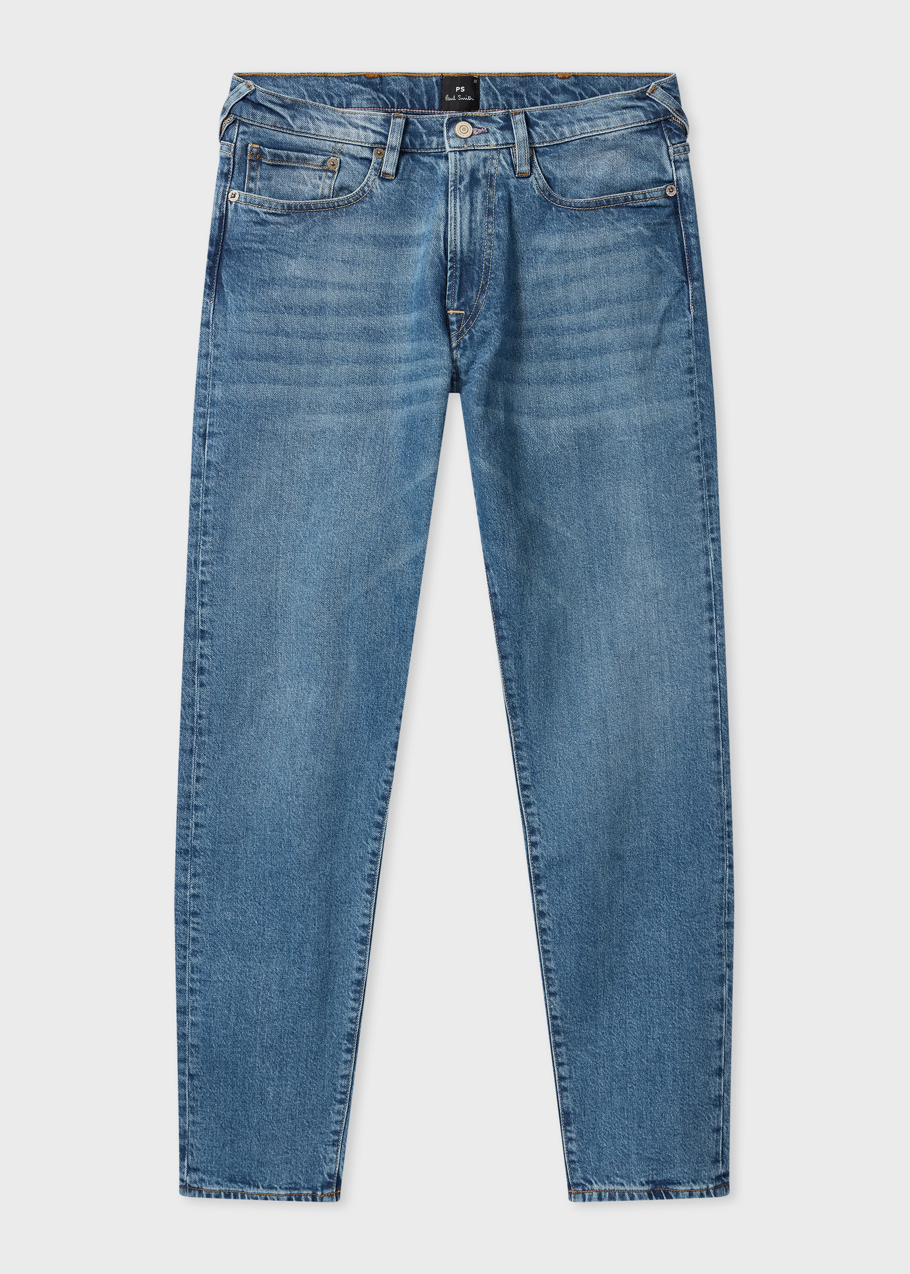 Slim Tapered-Fit Mid-Wash 'Blue Black Stretch' Jeans - 1