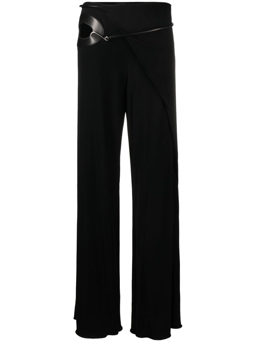 cut-out wide-leg silk trousers - 1