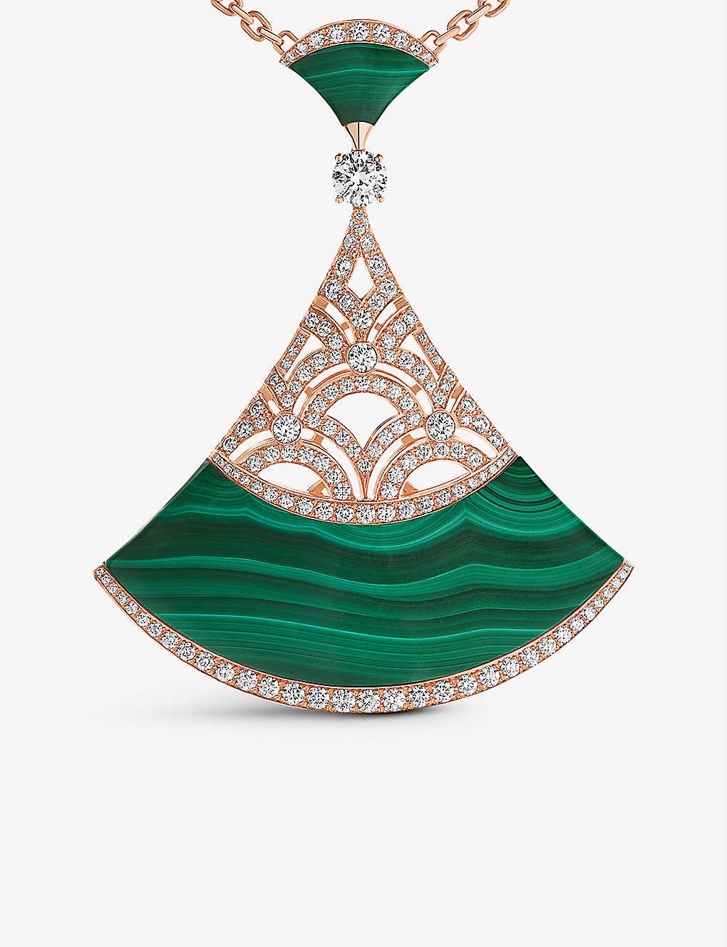 Diva's Dream 18ct rose-gold, 3.88ct brilliant-cut diamond, and malachite necklace - 3