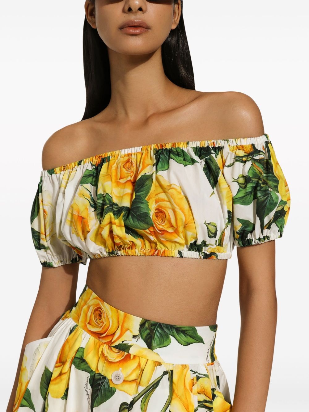 floral-print cropped top - 5