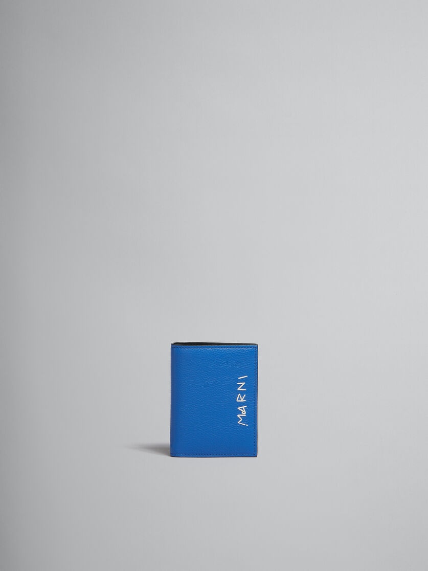 BLUE LEATHER BIFOLD WALLET WITH MARNI MENDING - 1
