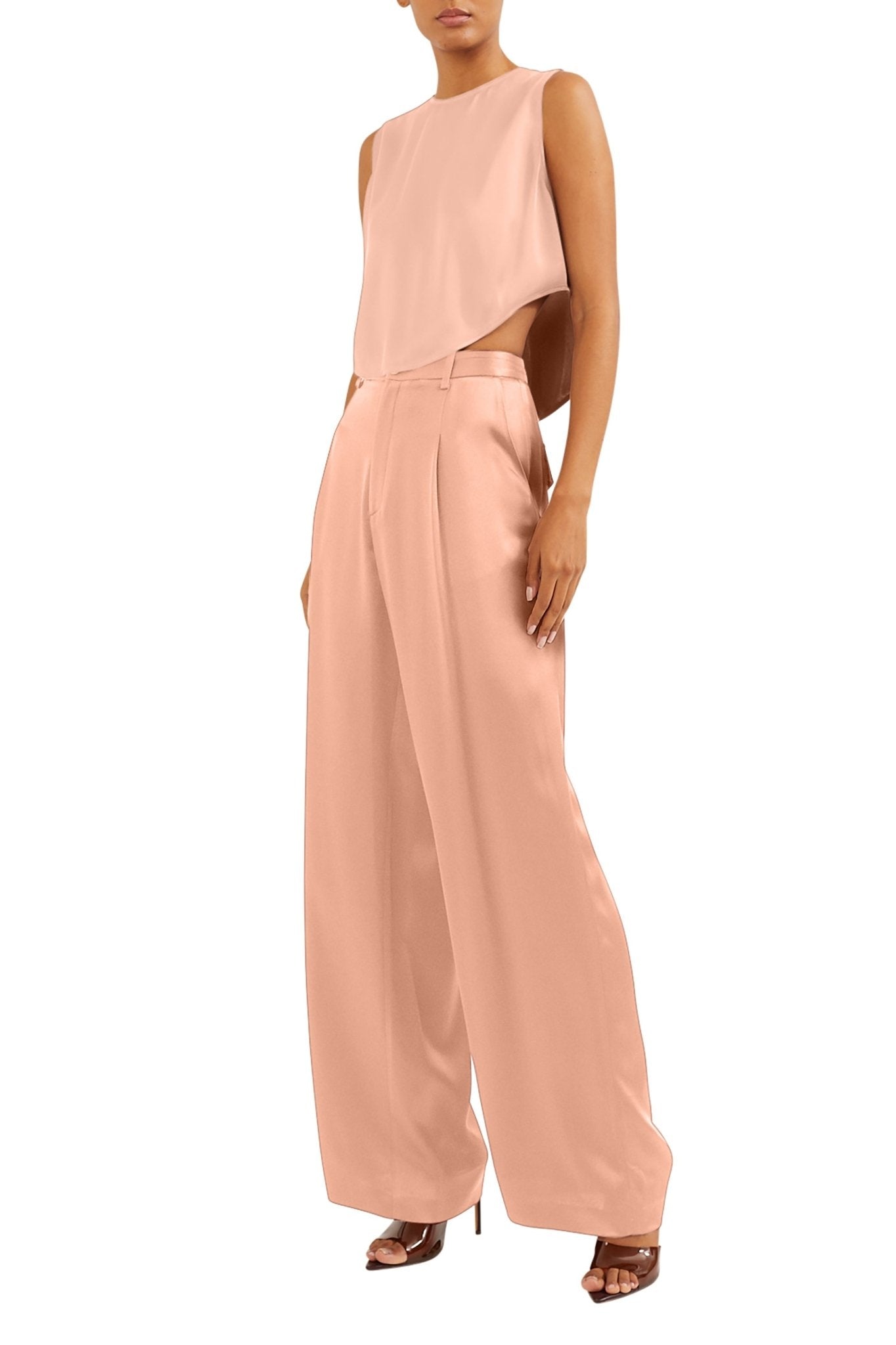 Satin Cropped Round Hem Tank - 3