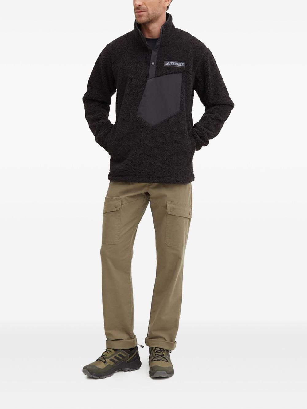 borg-panelled half-placket jacket - 2