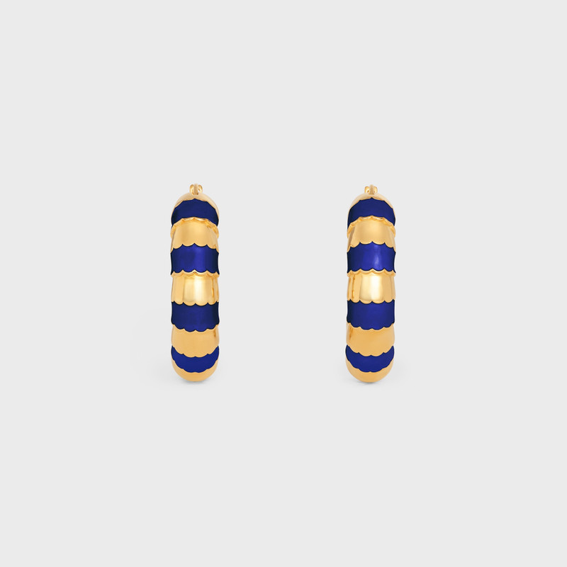 Frosted Hoops in Enamel and Brass with Gold Finish 3