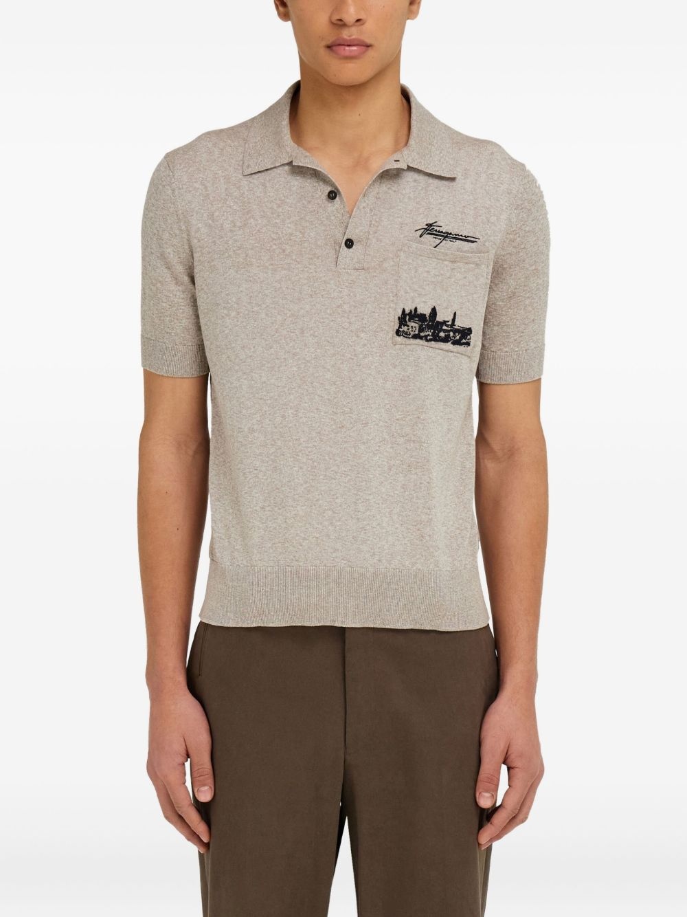 logo-embroidered polo shirt - 3
