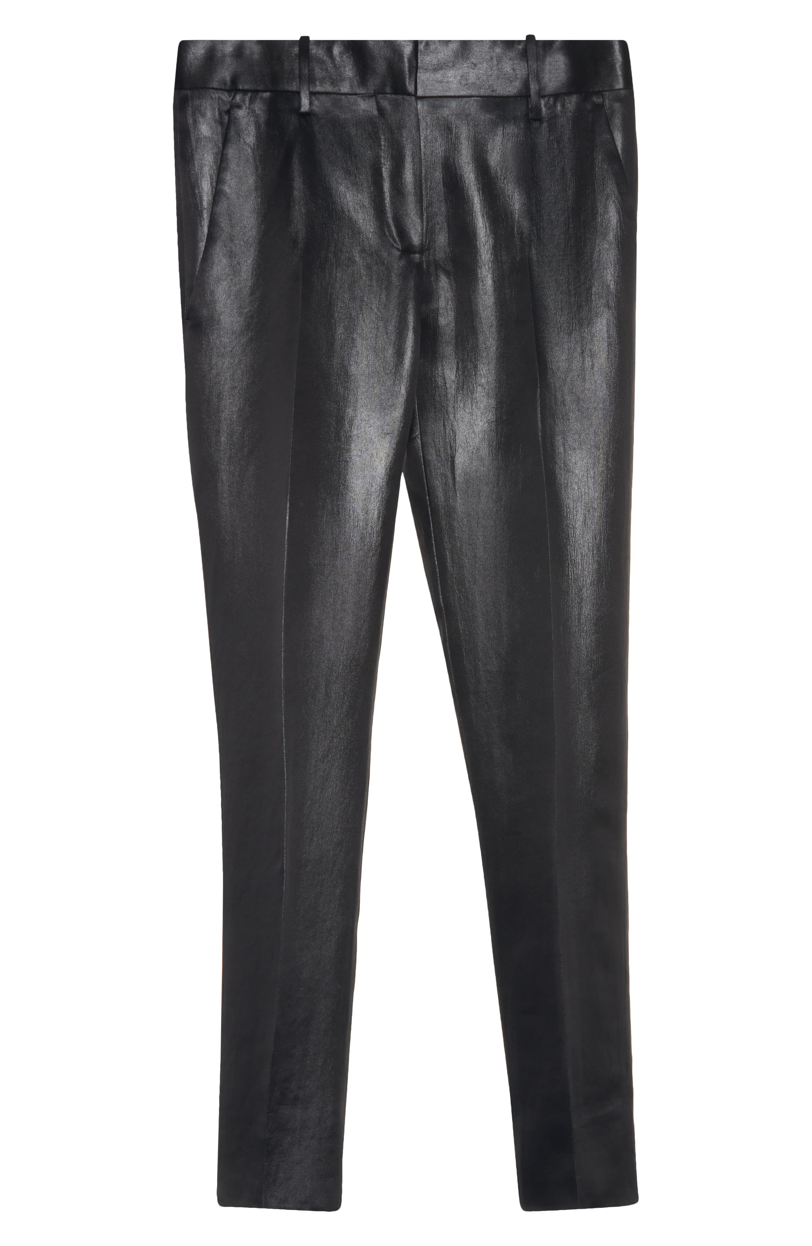 TOM FORD Tailored Liquid Satin Skinny Ankle Pants in Black at Nordstrom - 6