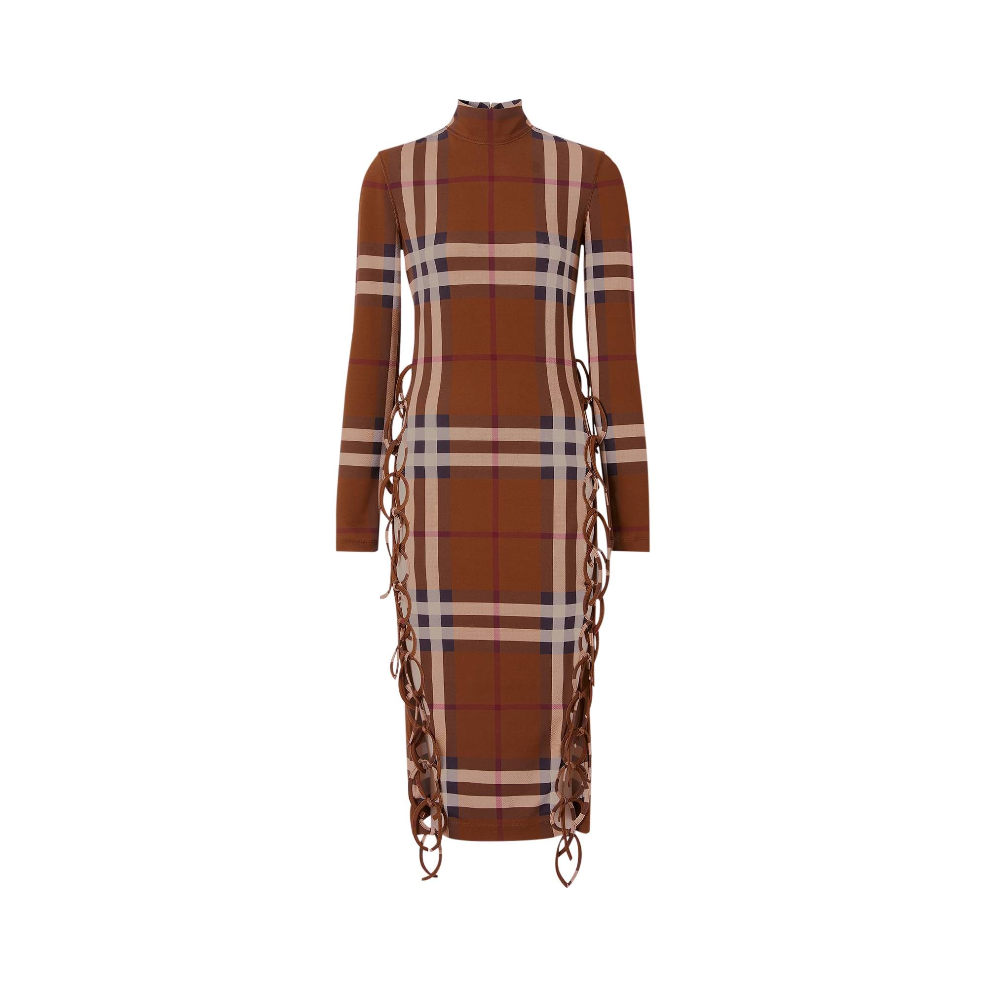 Burberry Check Stretch Side-Tie Dress 'Dark Birch Brown' - 1