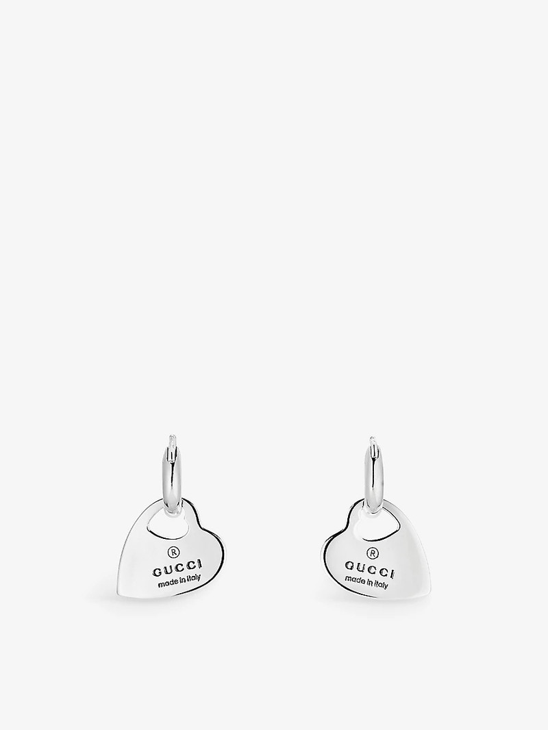 Trademark Heart logo-engraved sterling-silver earrings 1