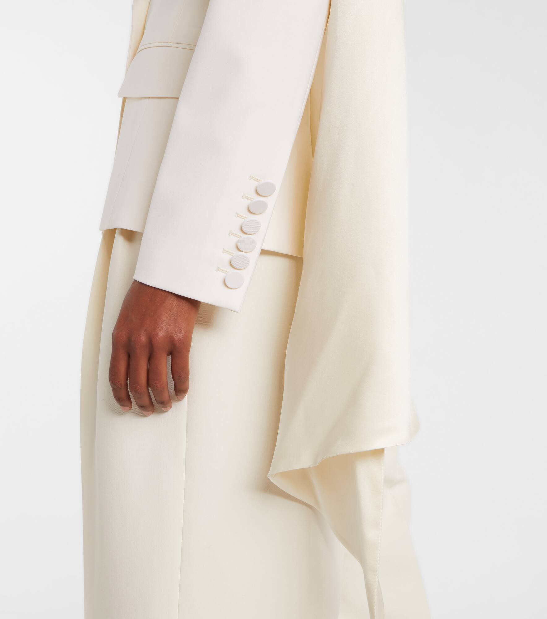 Scarf-detail virgin wool gabardine blazer - 5