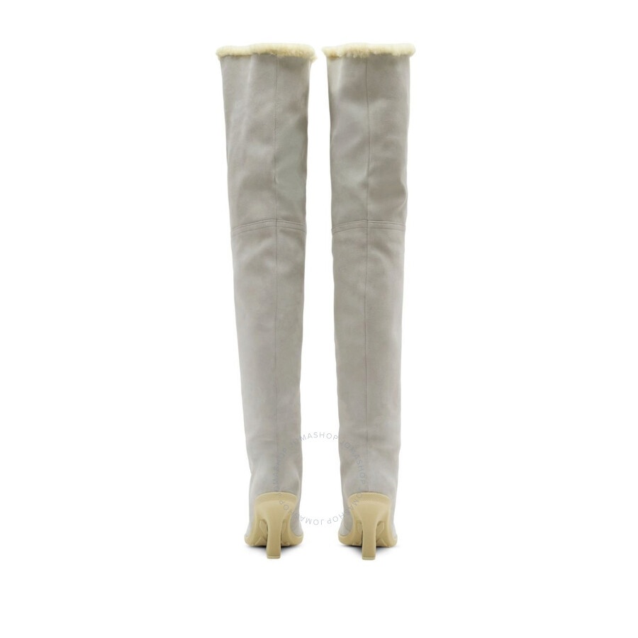 Burberry Suede-shearling Highland Boots 90 In Foam/butter - 3