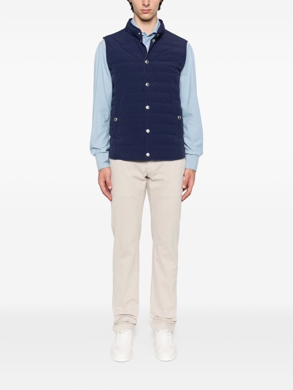 quilted snap-fit fastening vest - 2