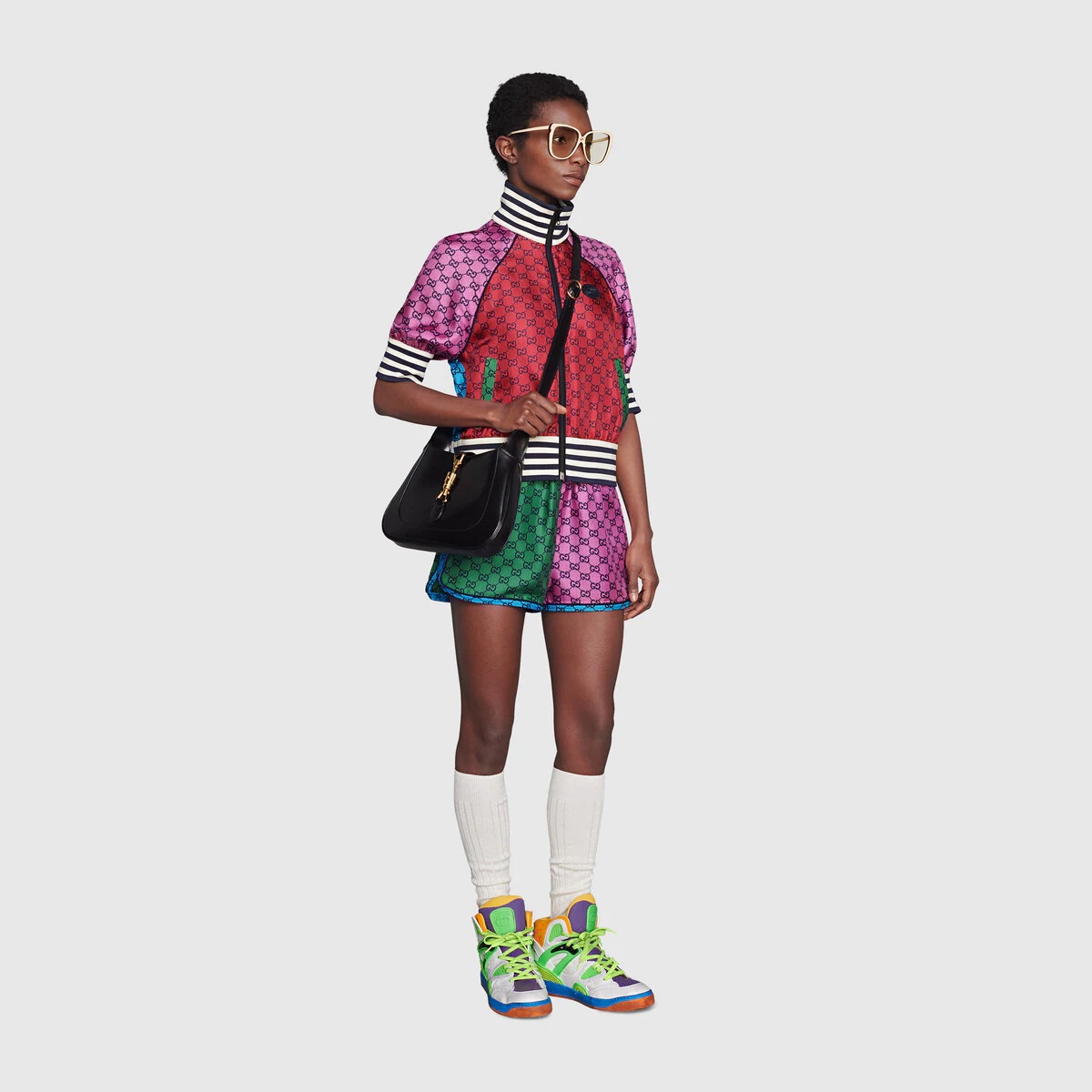 GG Multicolor silk twill shorts - 2