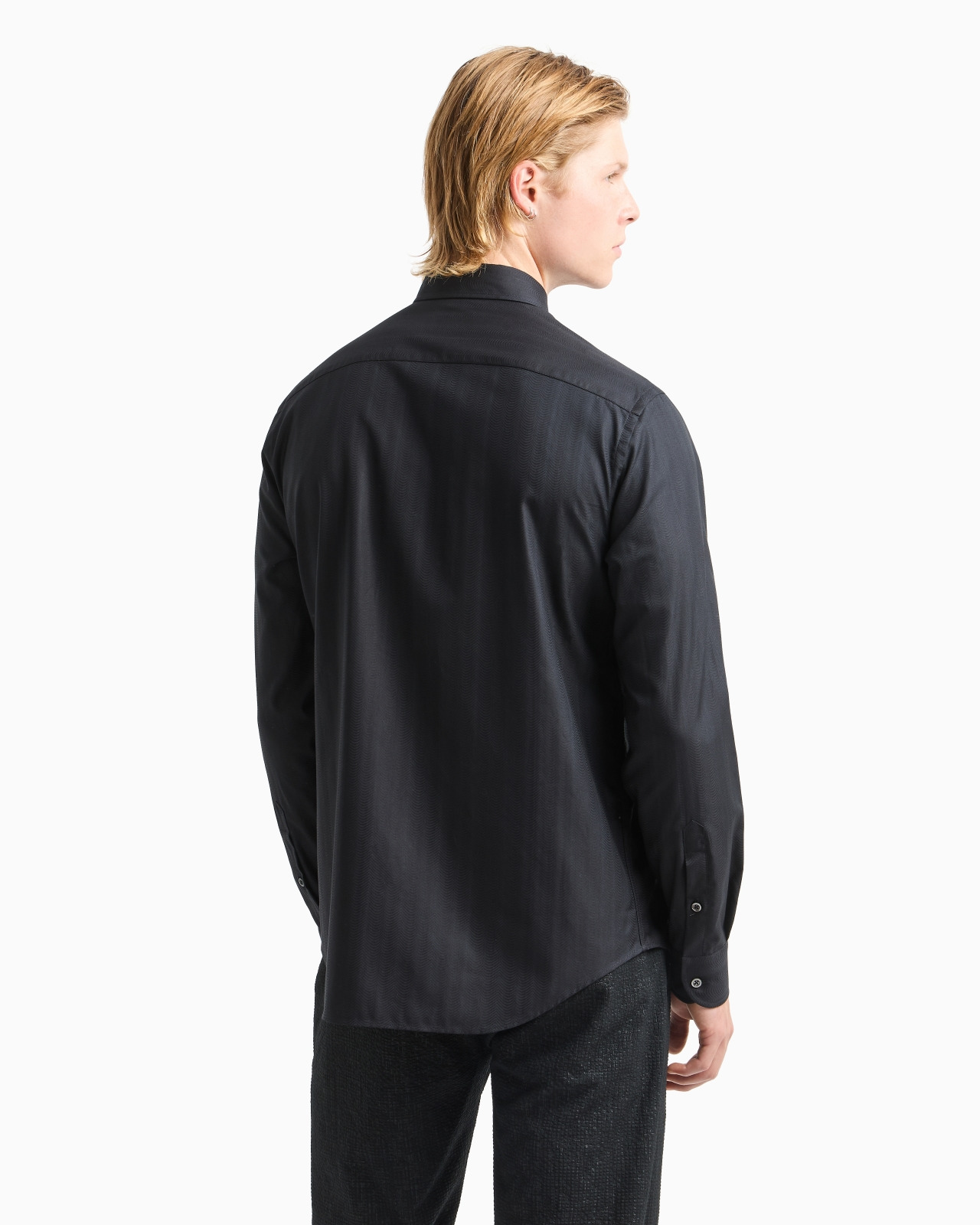 WAVE MOTIF JACQUARD COTTON SHIRT - 3