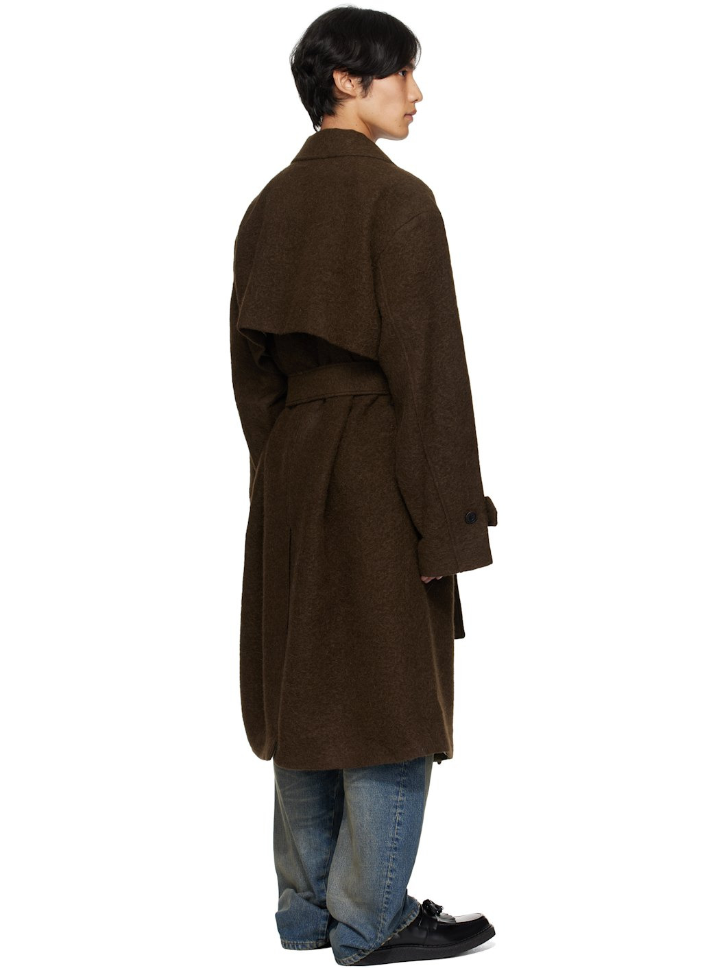 Brown Mattia Shaggy Wool Robe Coat - 3