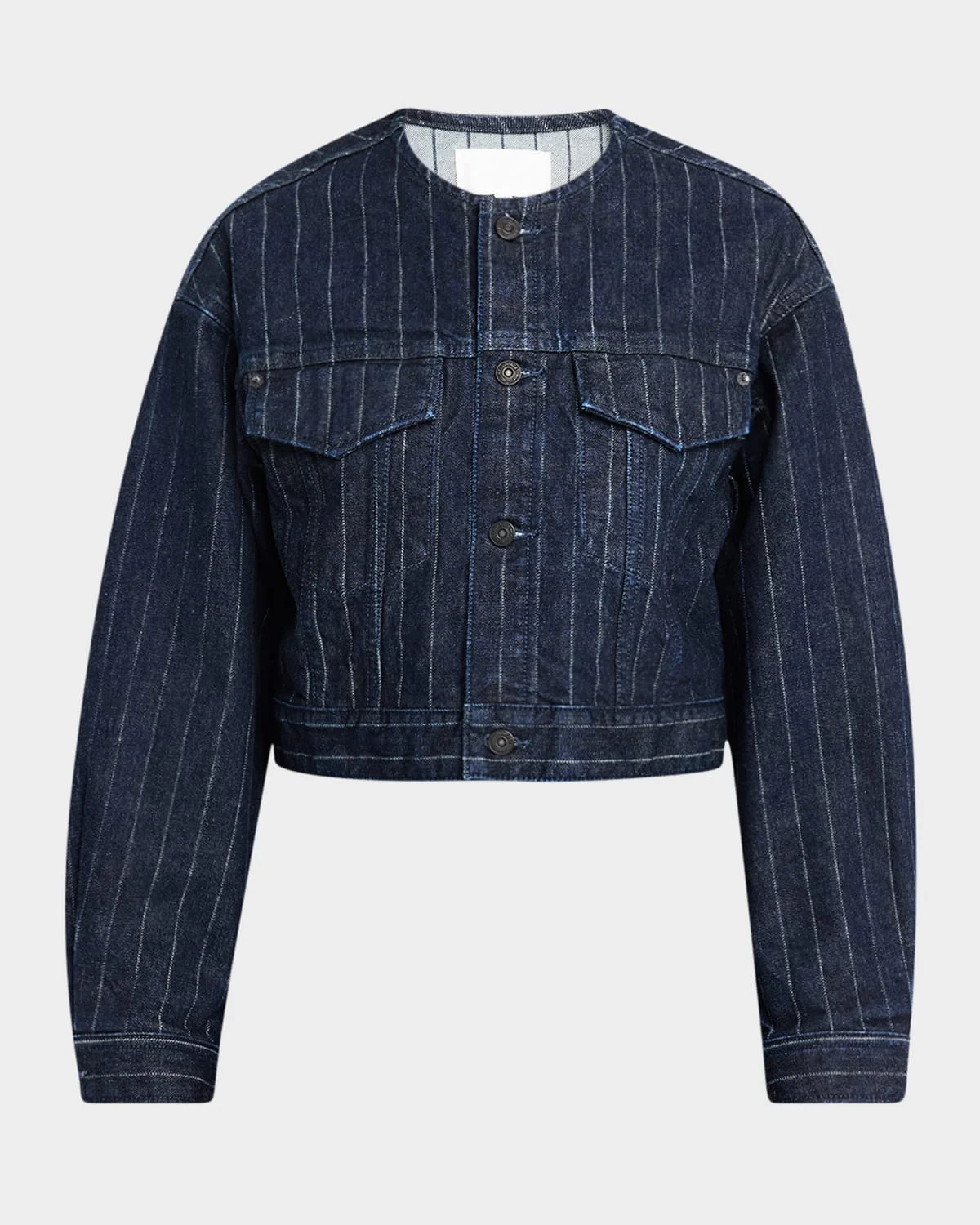 Sutton Cropped Pinstripe Denim Jacket - 1