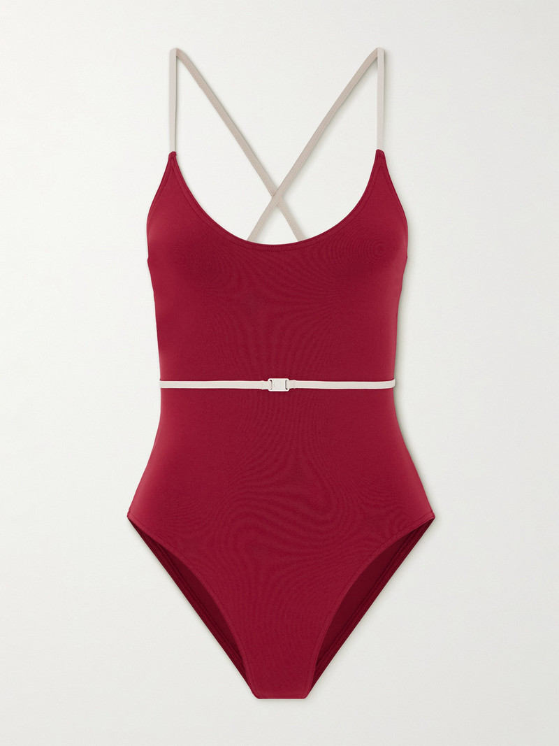 Reinette Sharon Belted Two-tone Swimsuit 1