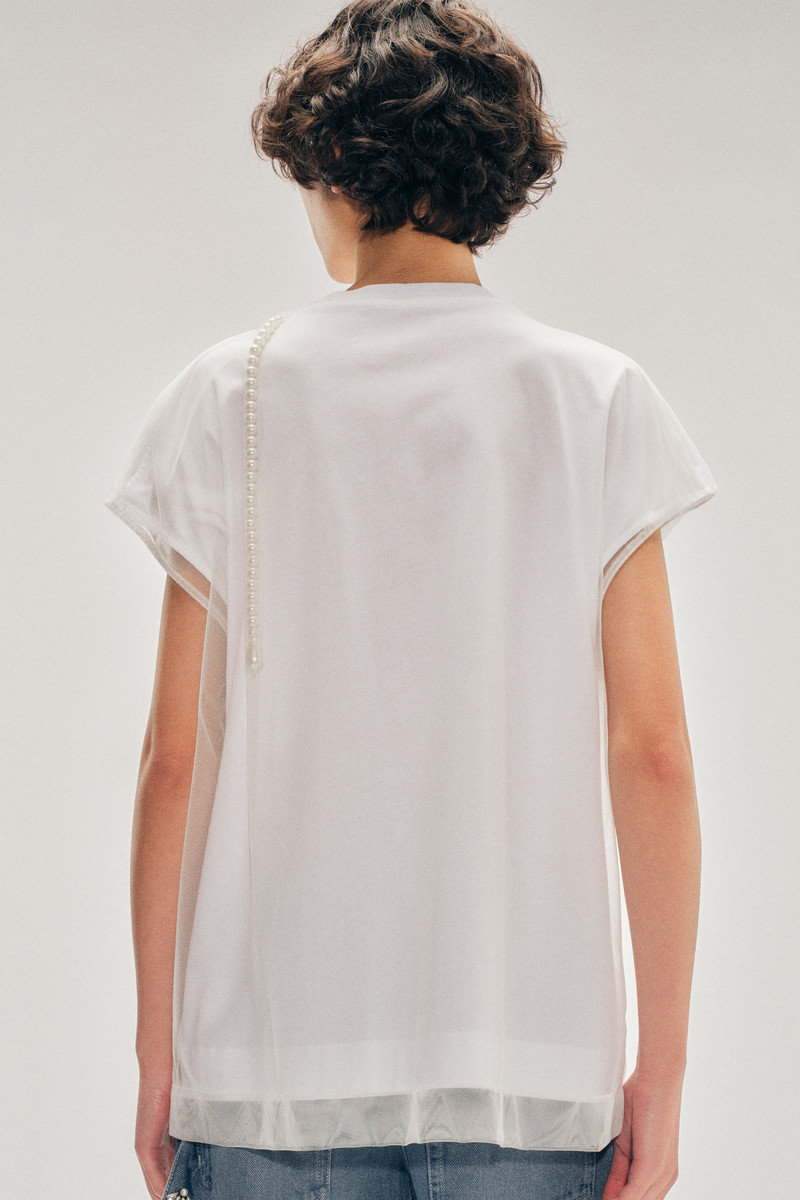 Simone Rocha Beaded Layered Liquid Smock T-Shirt outlook