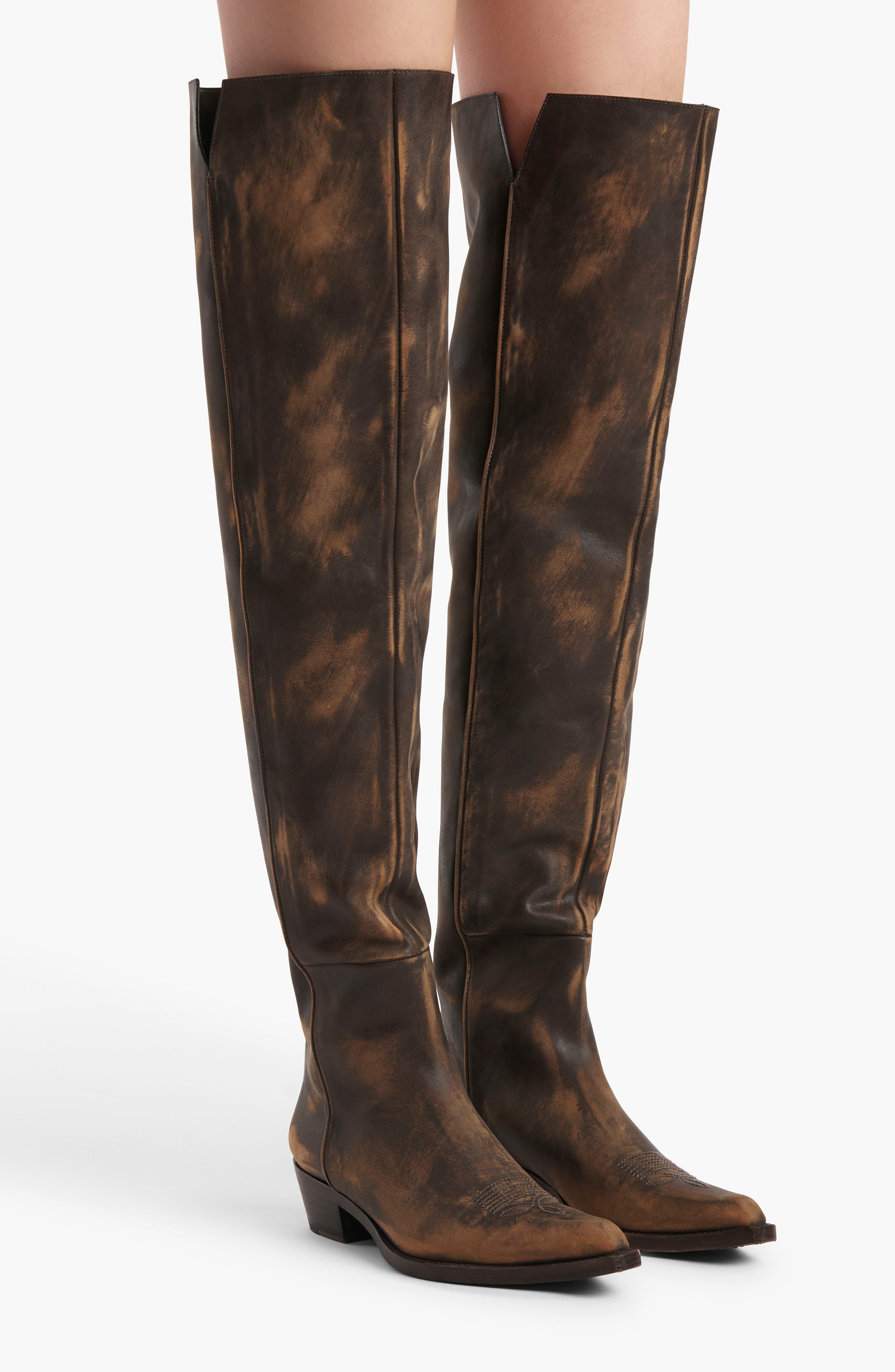 Khaite Clive Over the Knee Western Boot in Vintage Black at Nordstrom - 2