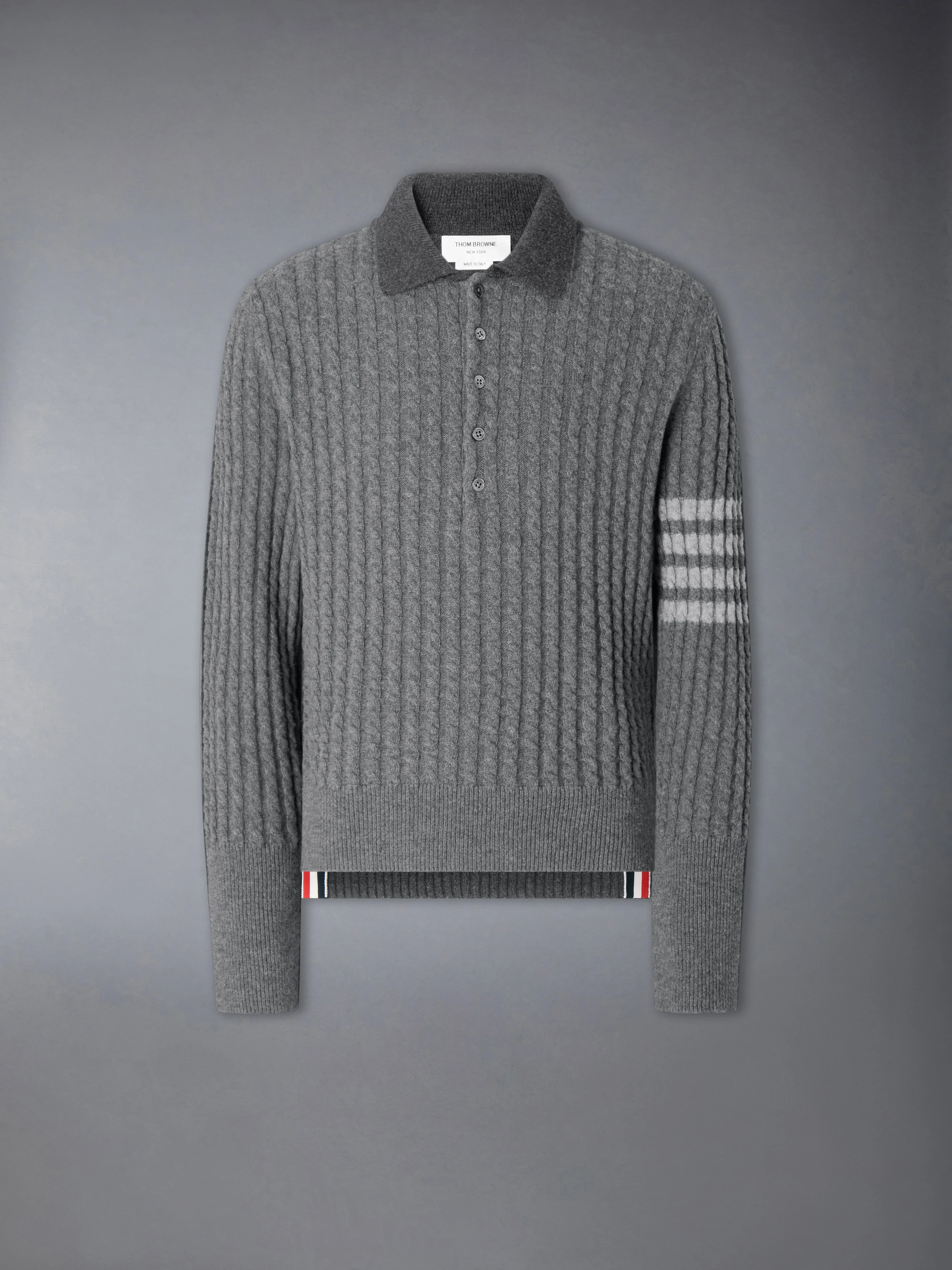 BABY CABLE STITCH 4-BAR LONG SLEEVE POLO - 1