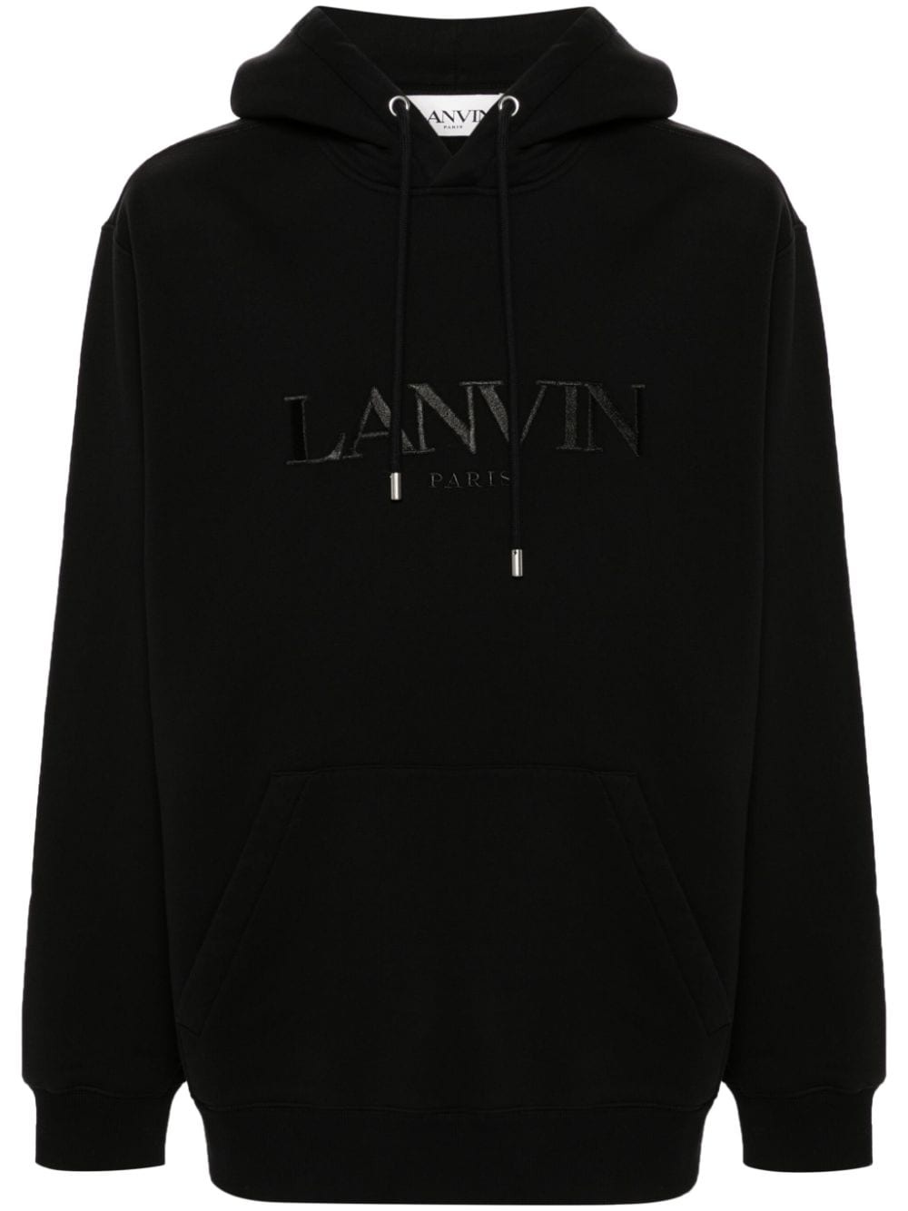 logo-embroidered cotton hoodie - 1
