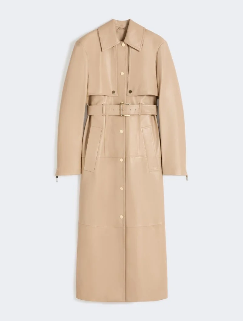 Nappa leather two-piece trench coat - beige - 1
