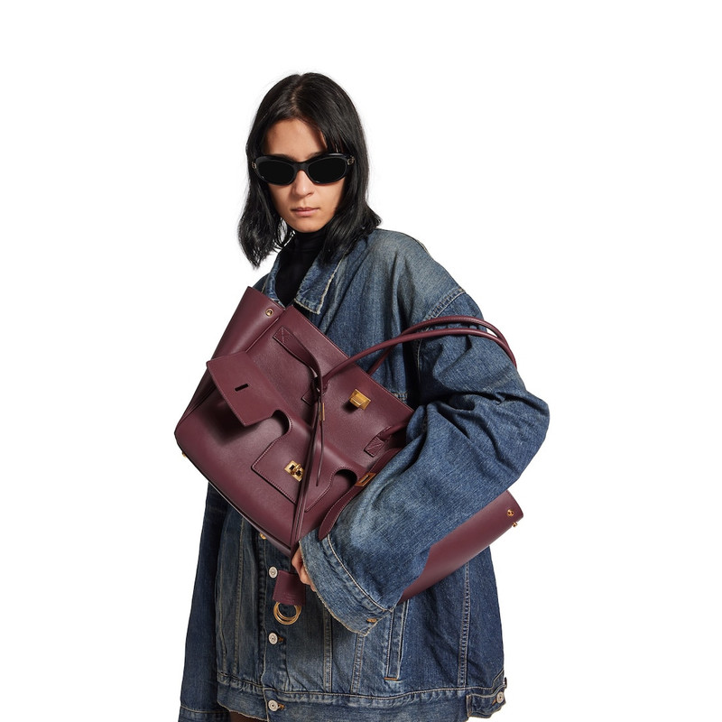 BALENCIAGA Women's Bel Air Medium Carry All Bag in Dark Burgundy outlook