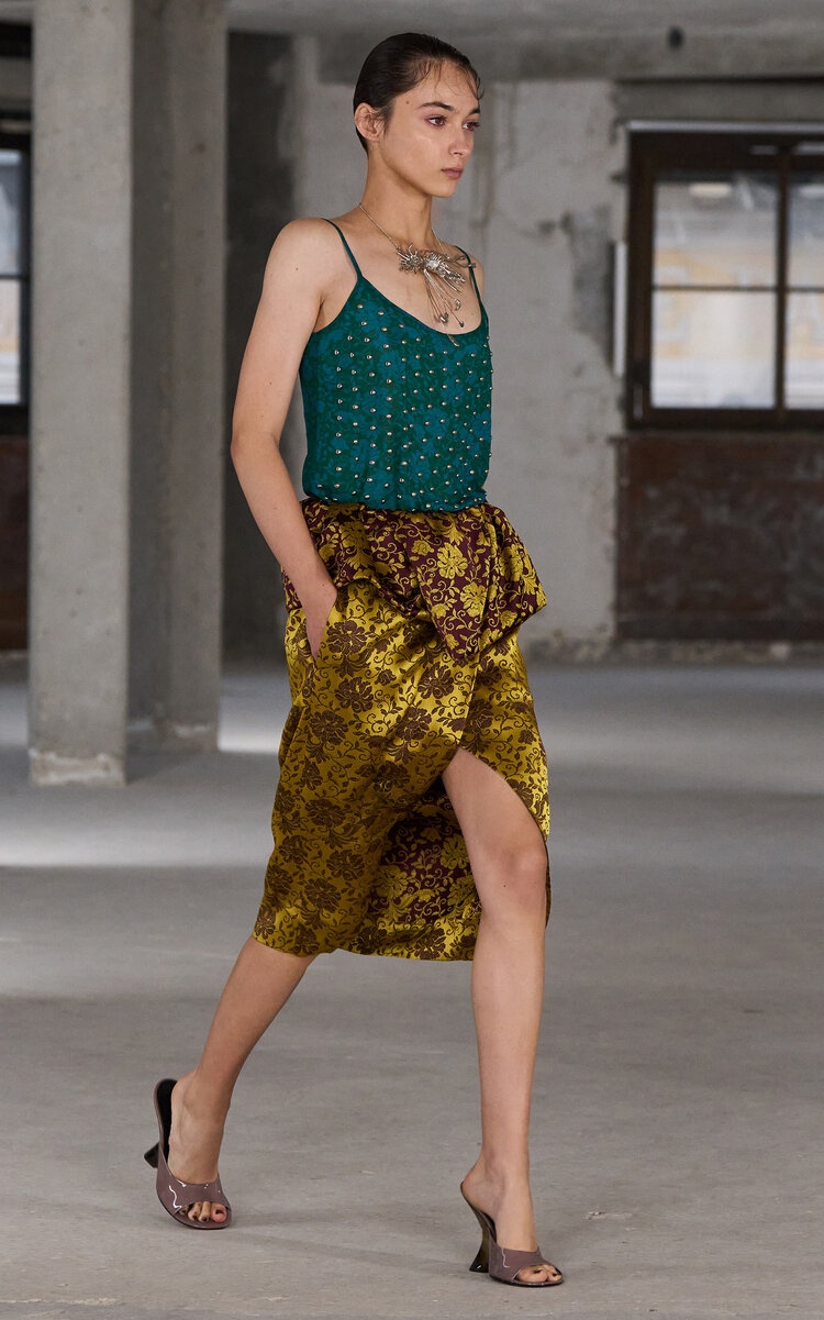 Santi Wrap-Front Jacquard Midi Skirt yellow - 2