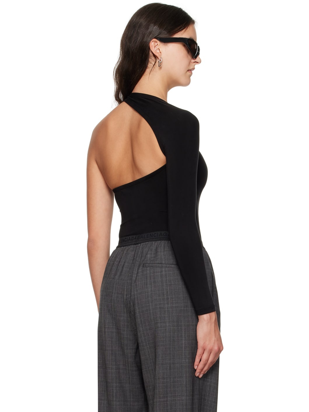 Black Asymmetric Long Sleeve T-Shirt - 3