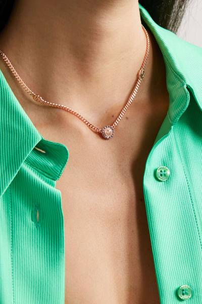 GUCCI Rose gold-tone, crystal and faux pearl necklace outlook