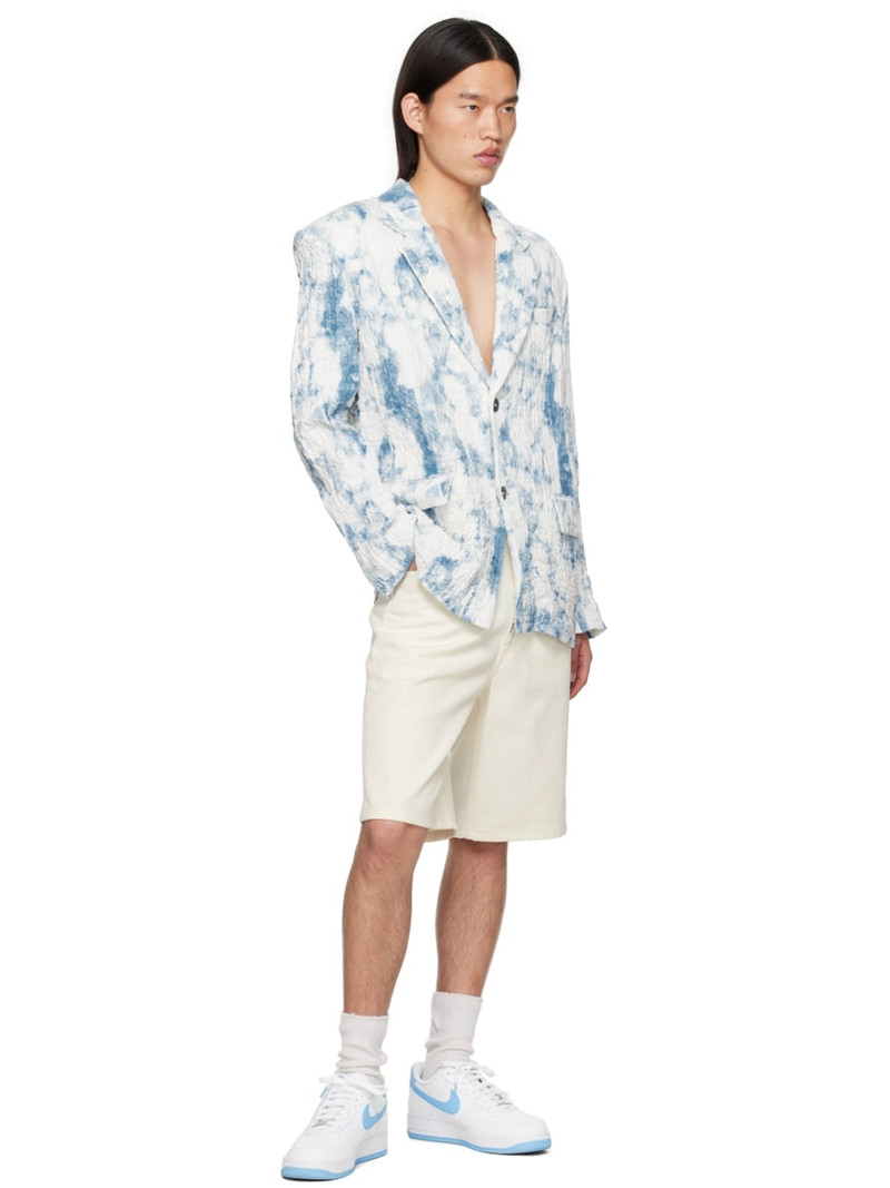 FENG CHEN WANG Blue & White Printed Blazer outlook