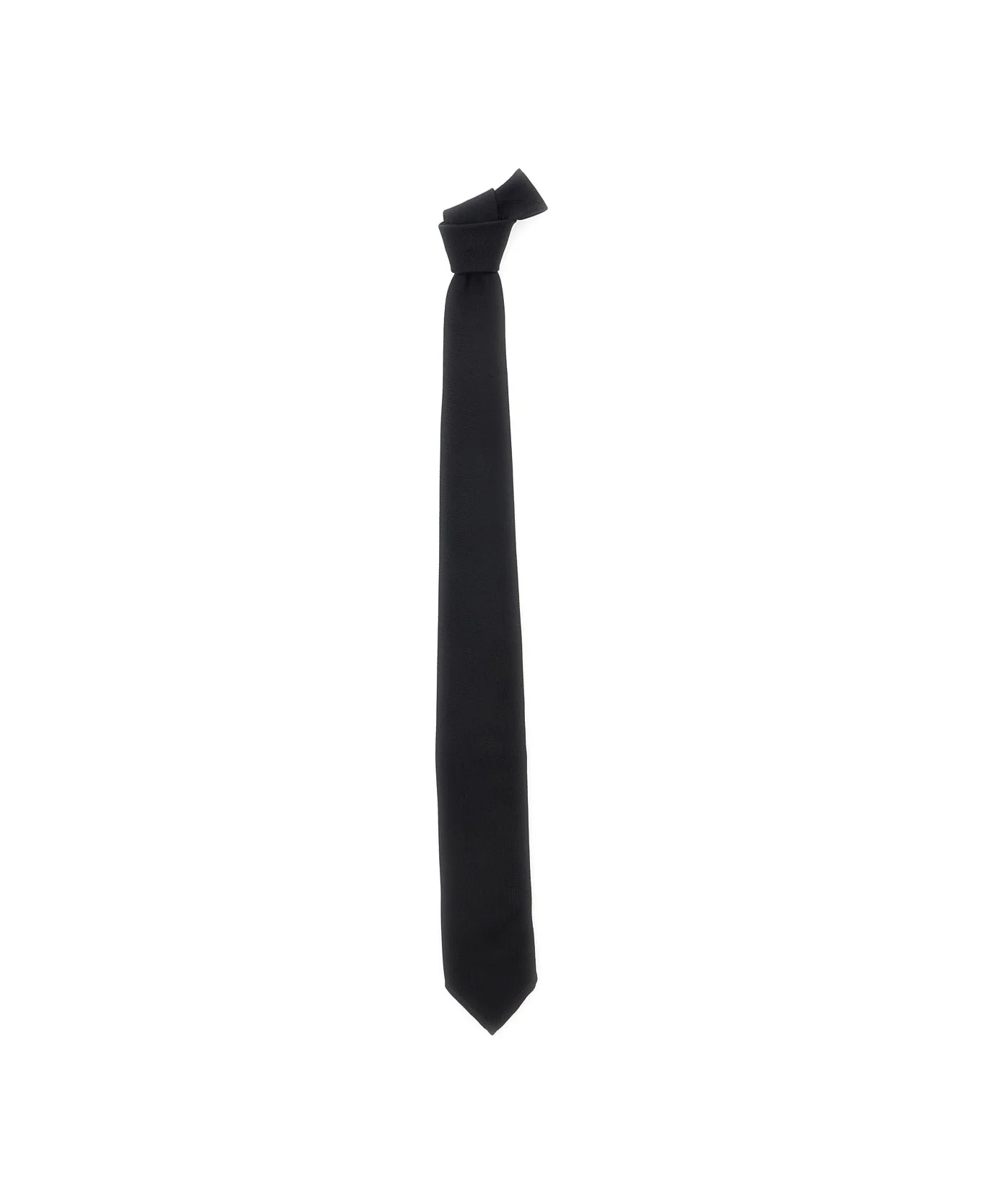 Black Tie With Rear Tie Closure In Silk Man - 1