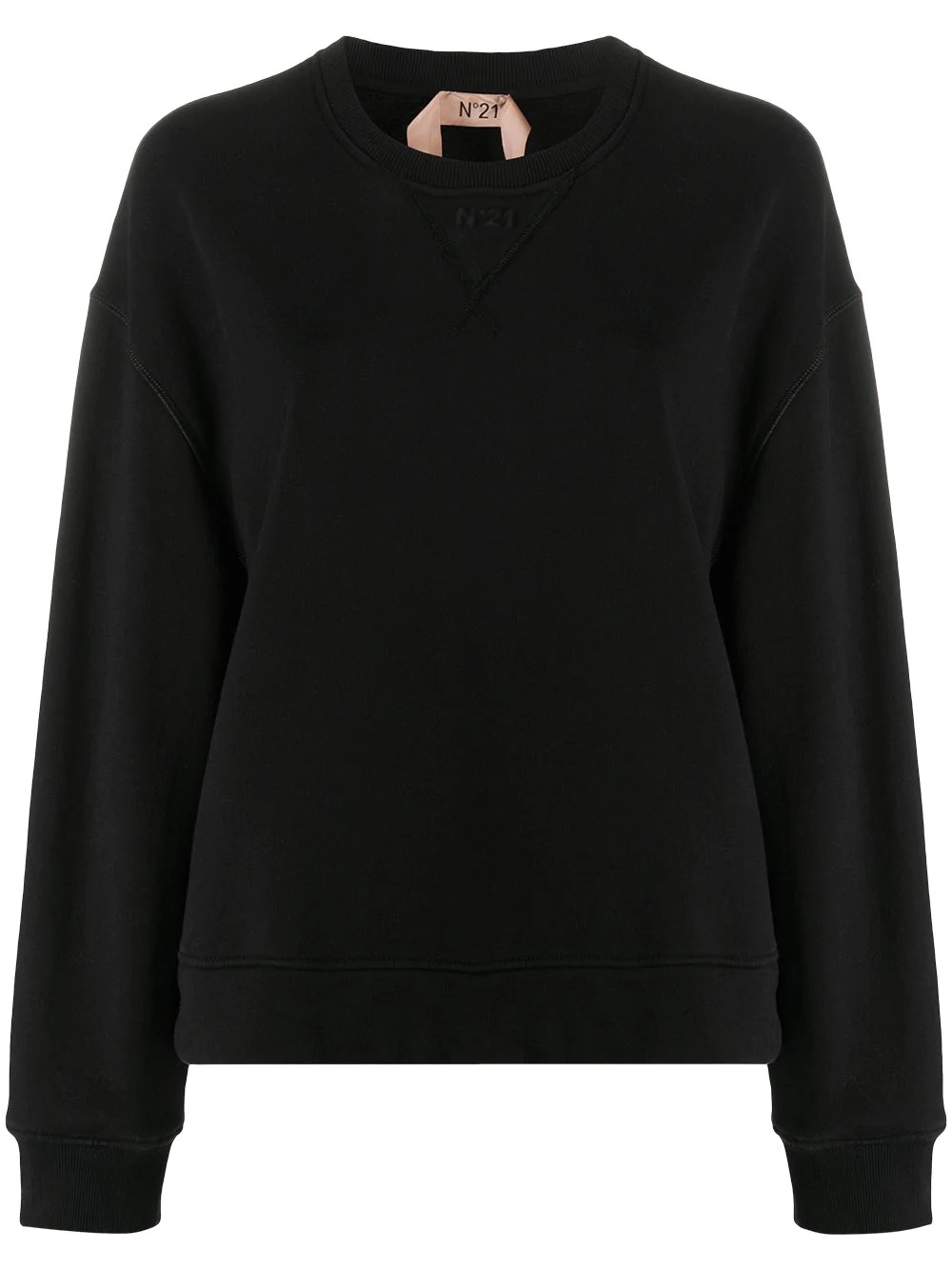 lace-panel sweatshirt - 1