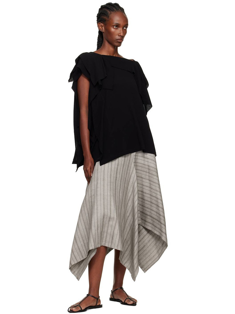 Yohji Yamamoto Black High Twisted Crepe & Interlock Draped T-shirt outlook