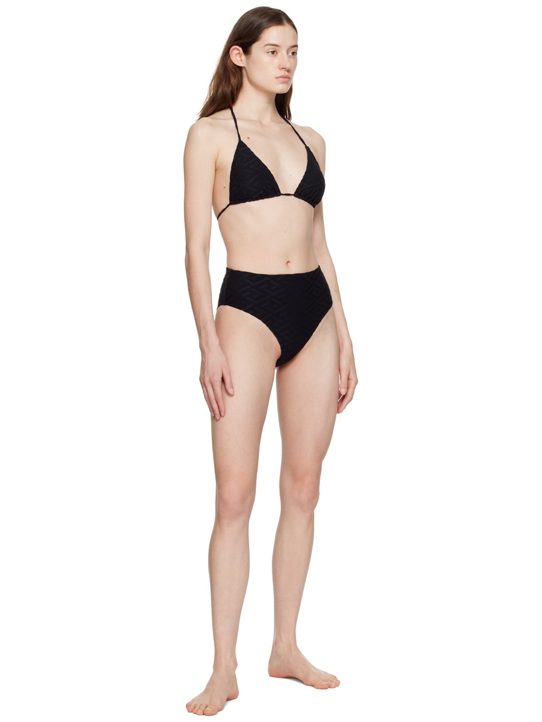 Black Flocked Bikini Bottoms - 4